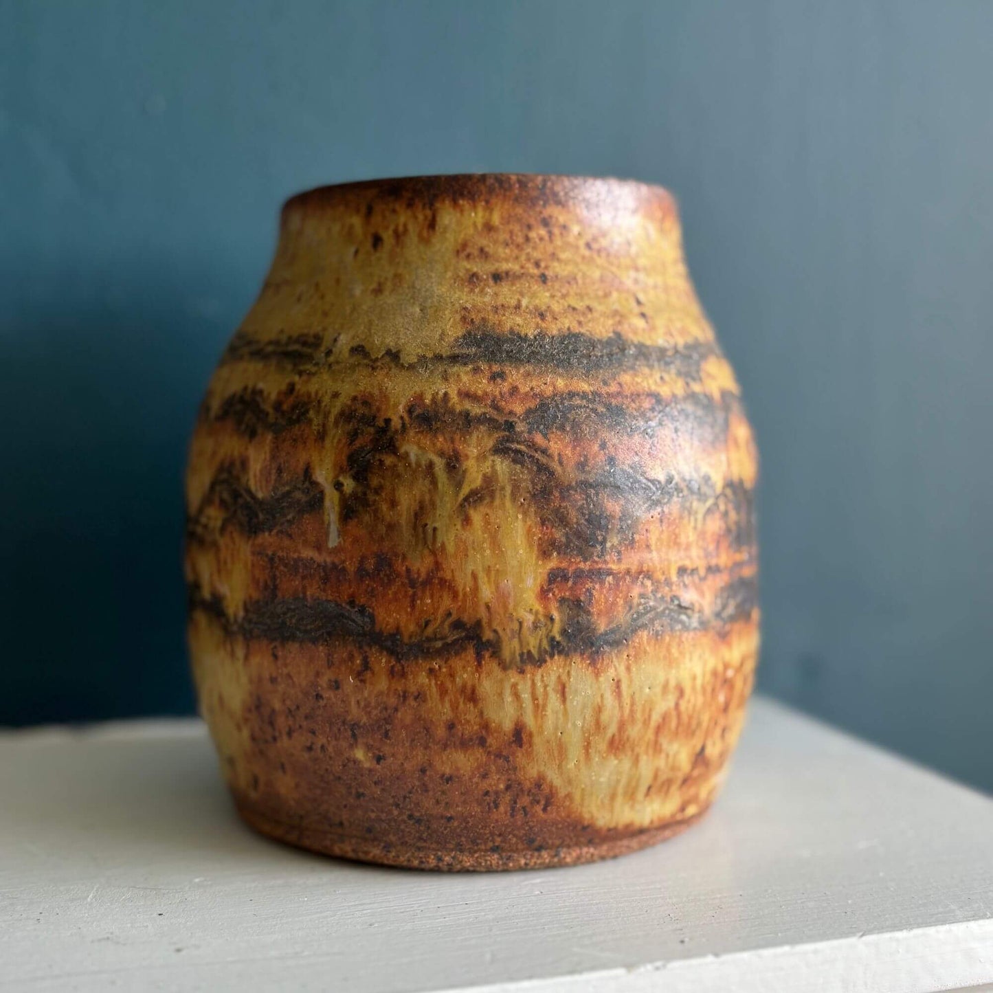 Vintage Studio Pottery Natural Bulbous Vase image 2