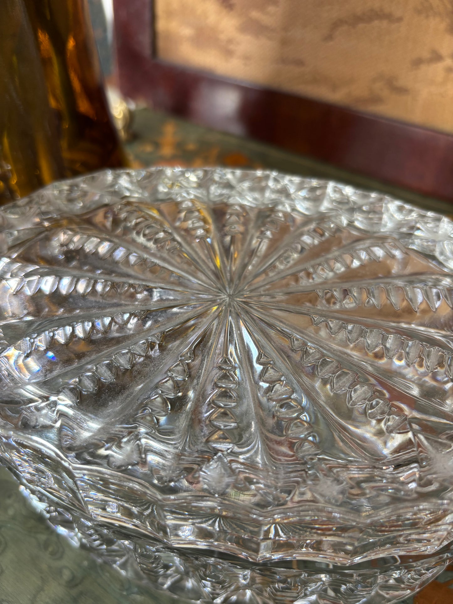 Large Stunning Crystal Lidded Dresser Jar