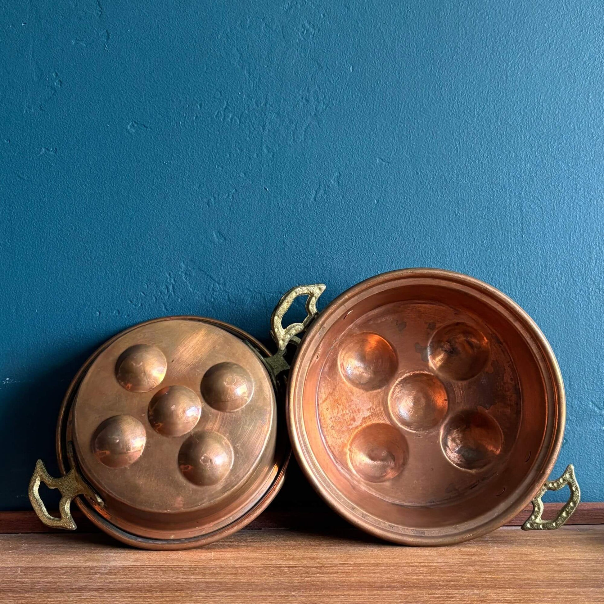 Vintage Early Copper & Brass Escargot Pans - Small image