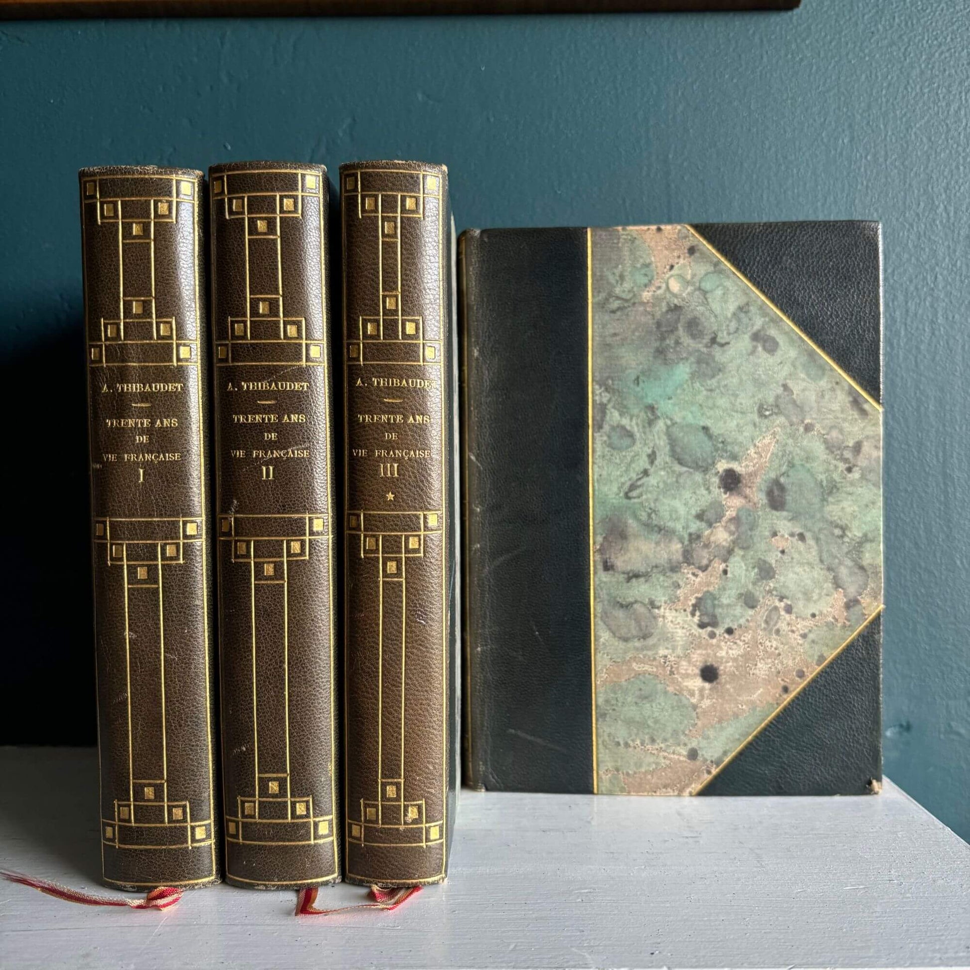 Antique Art Deco French Leather Books Set of 4 Le Bergsonisme image 4