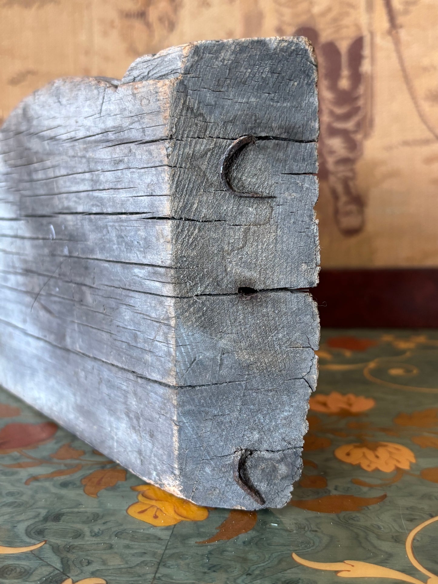 Early Hand Carved Architectural Salvage Wood Piece Sculpture