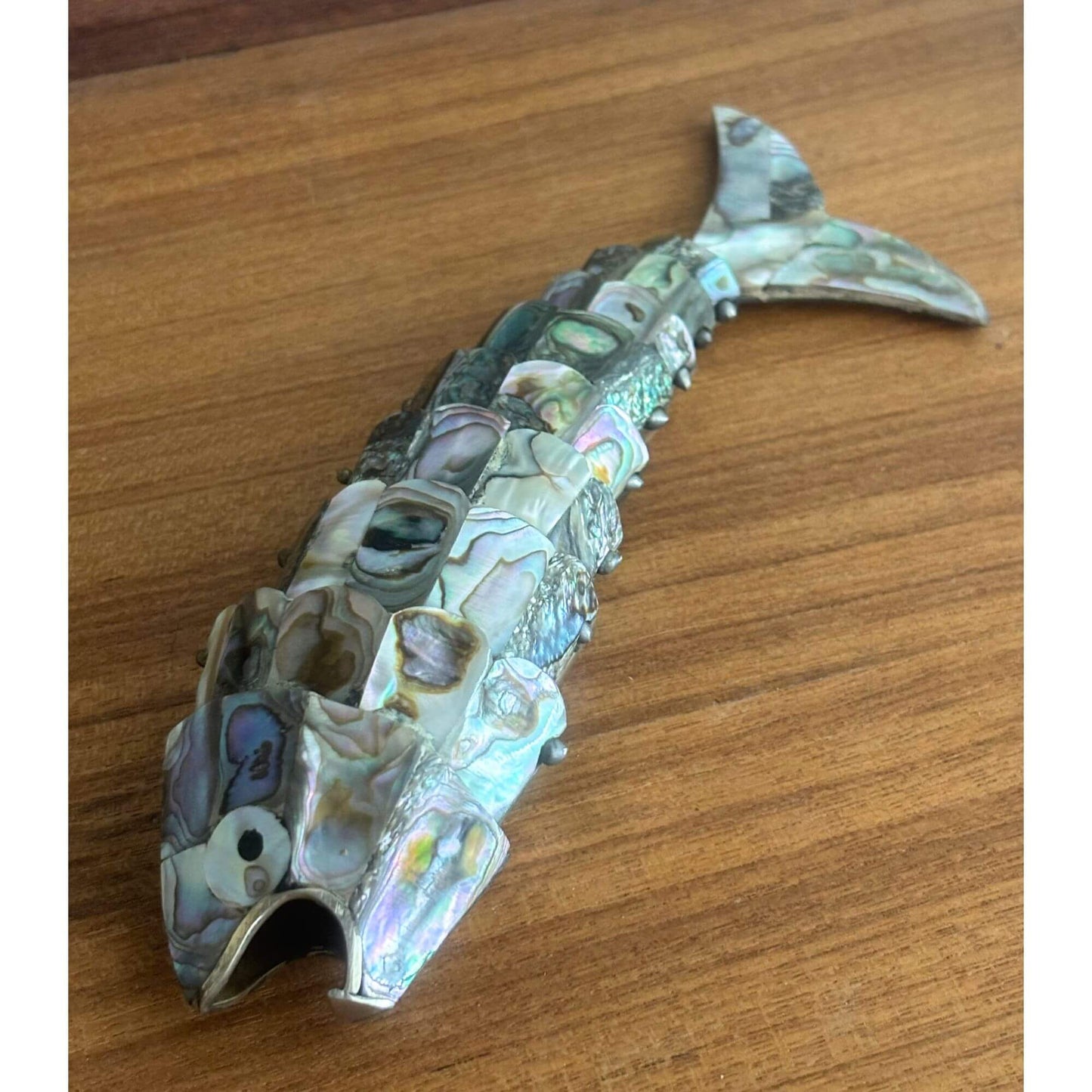 Vintage Articulated Abalone Fish Bottle Opener 7" image 1