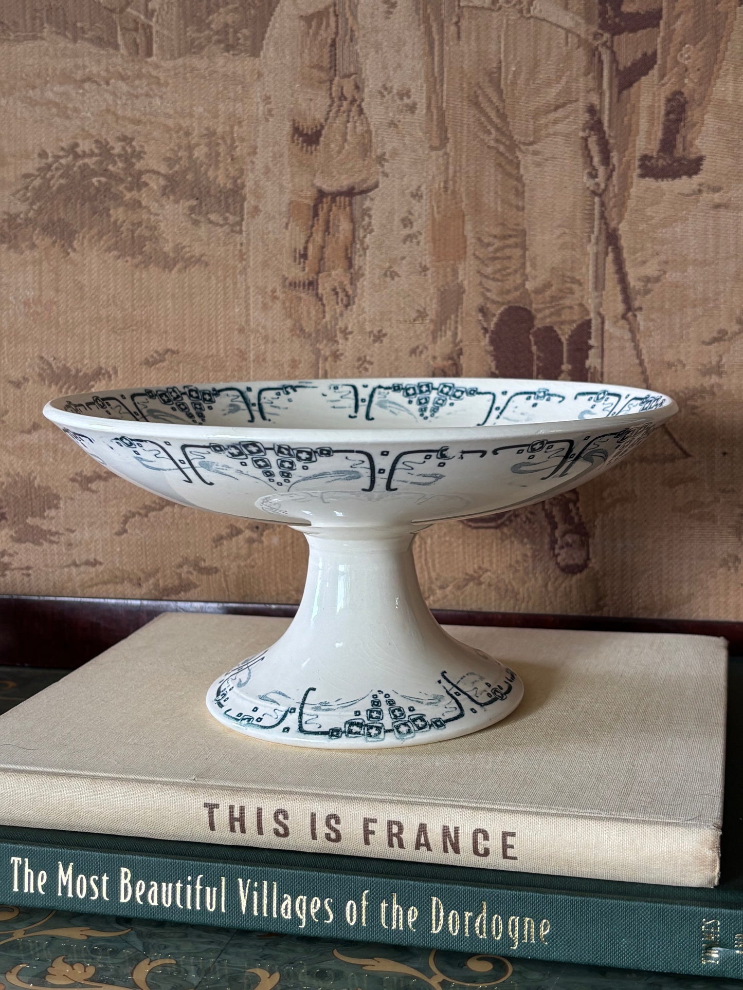 Antique French Longchamp Pedestal Compote Bowl