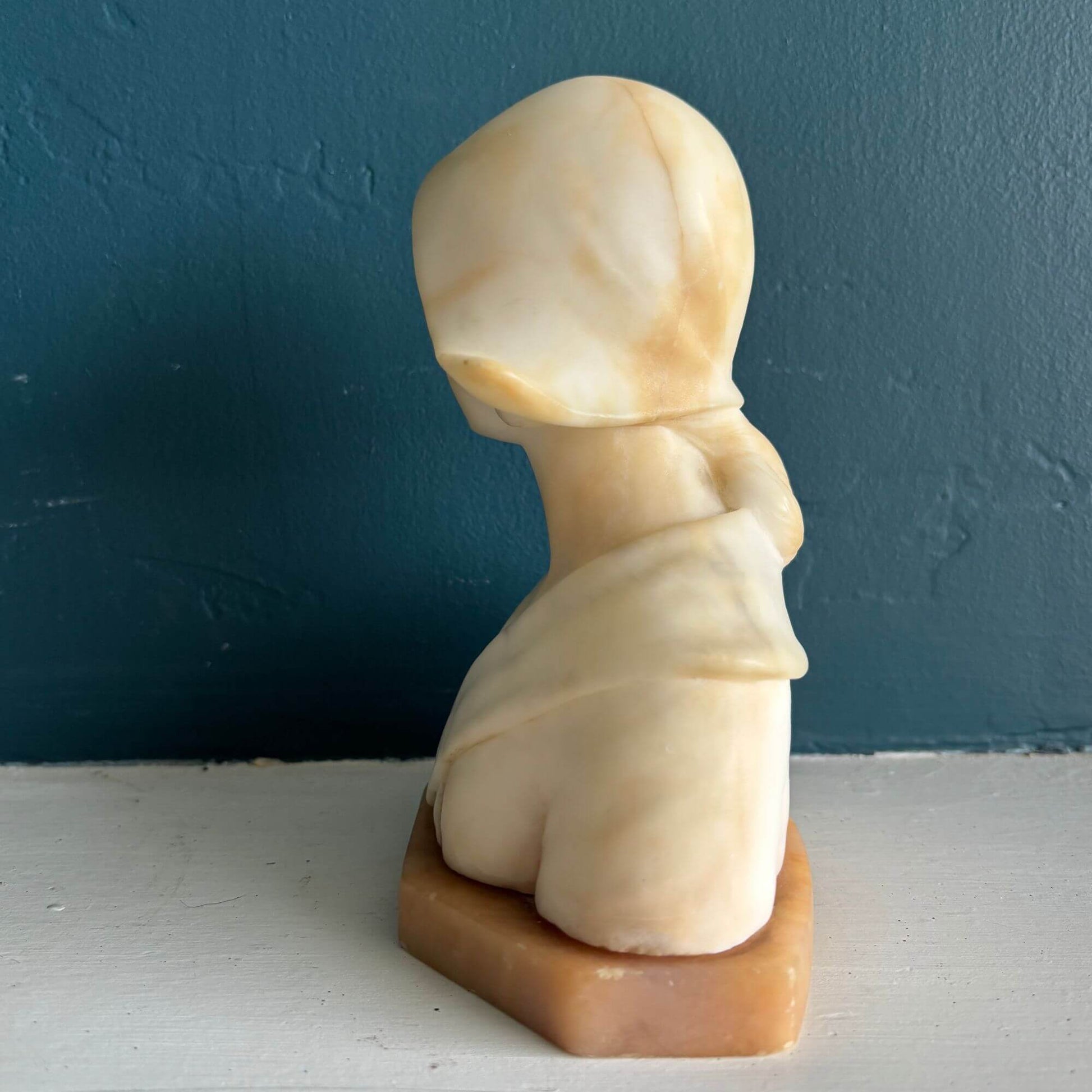 Vintage Signed Enrico Brunelleschi Alabaster Bust Woman image 3