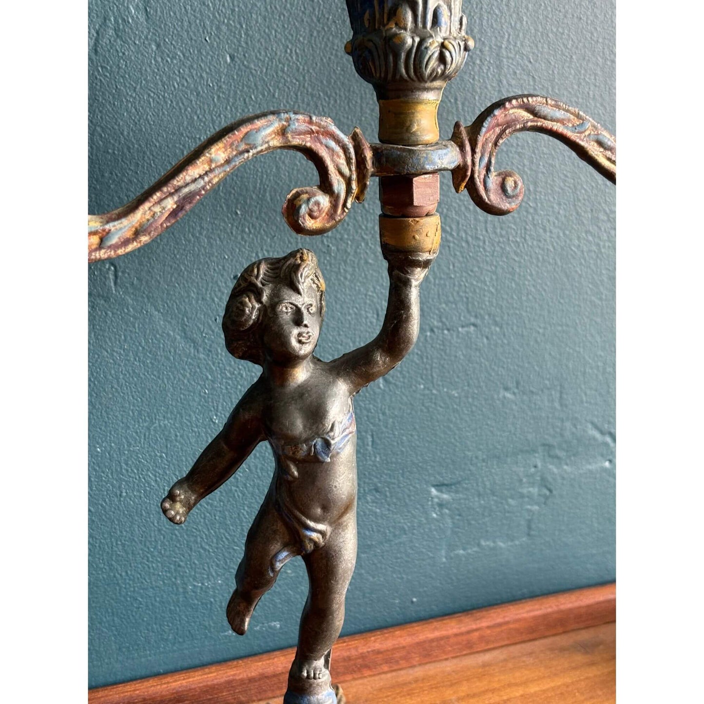 Early Vintage Bronze Cherub Candelabra Art Nouveau image 7