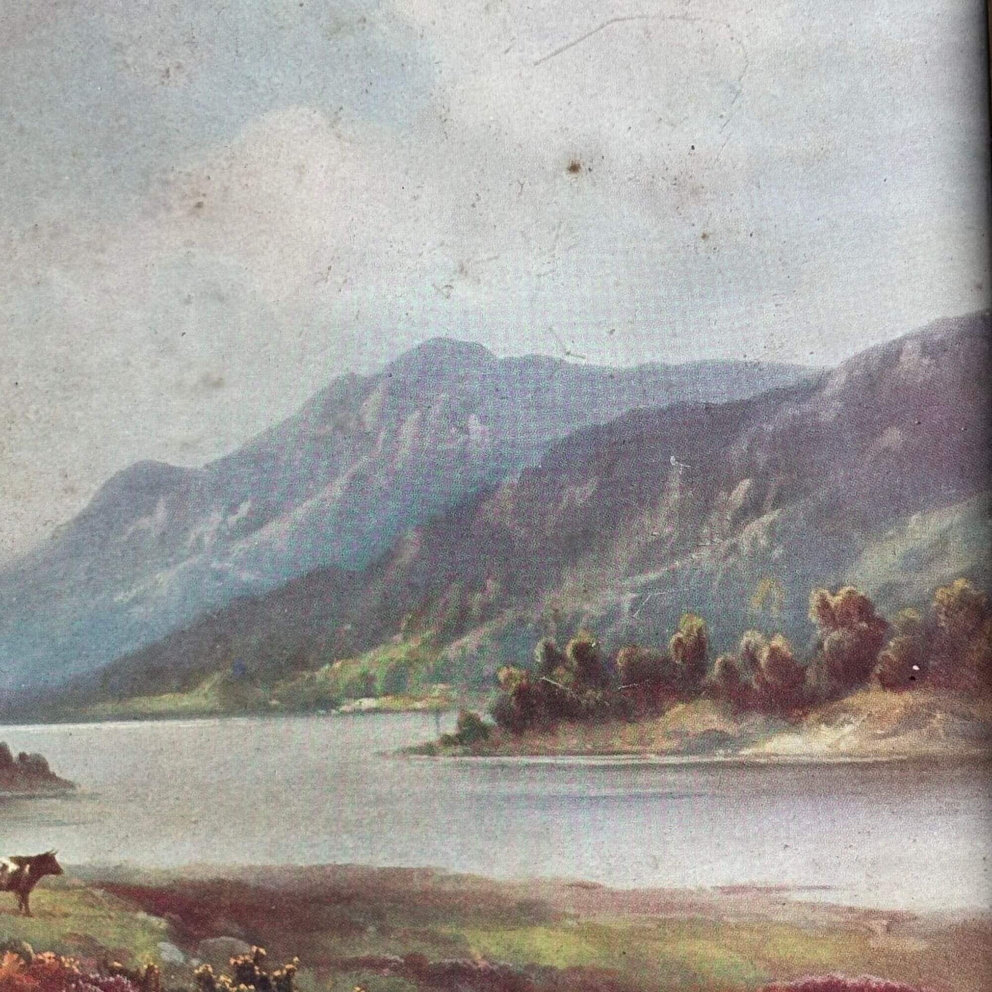 Vintage Pastoral Print with Gilded Frame Cows & River image 2