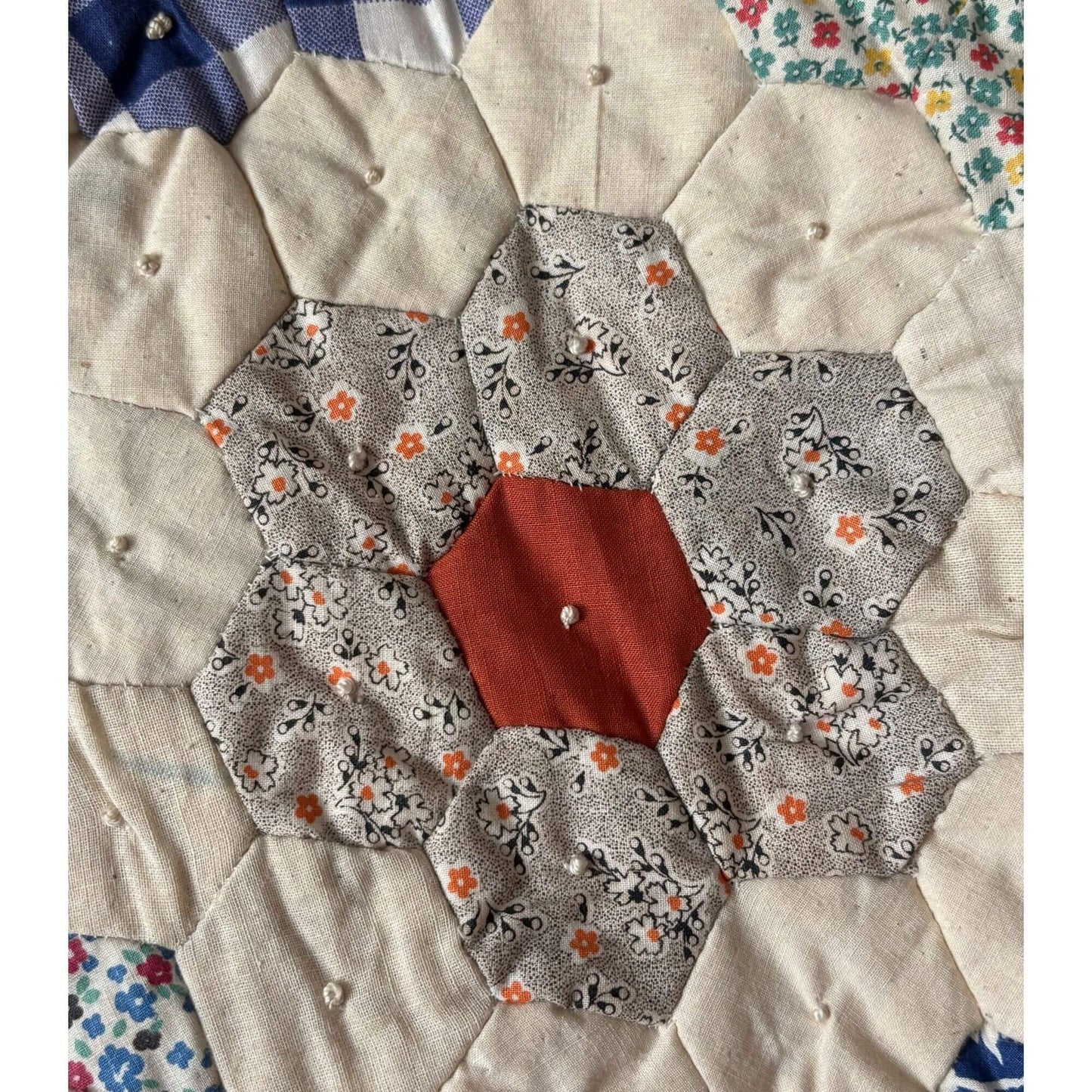 Vintage Grandmothers Flower Garden Comfort Quilt 1940 image 7