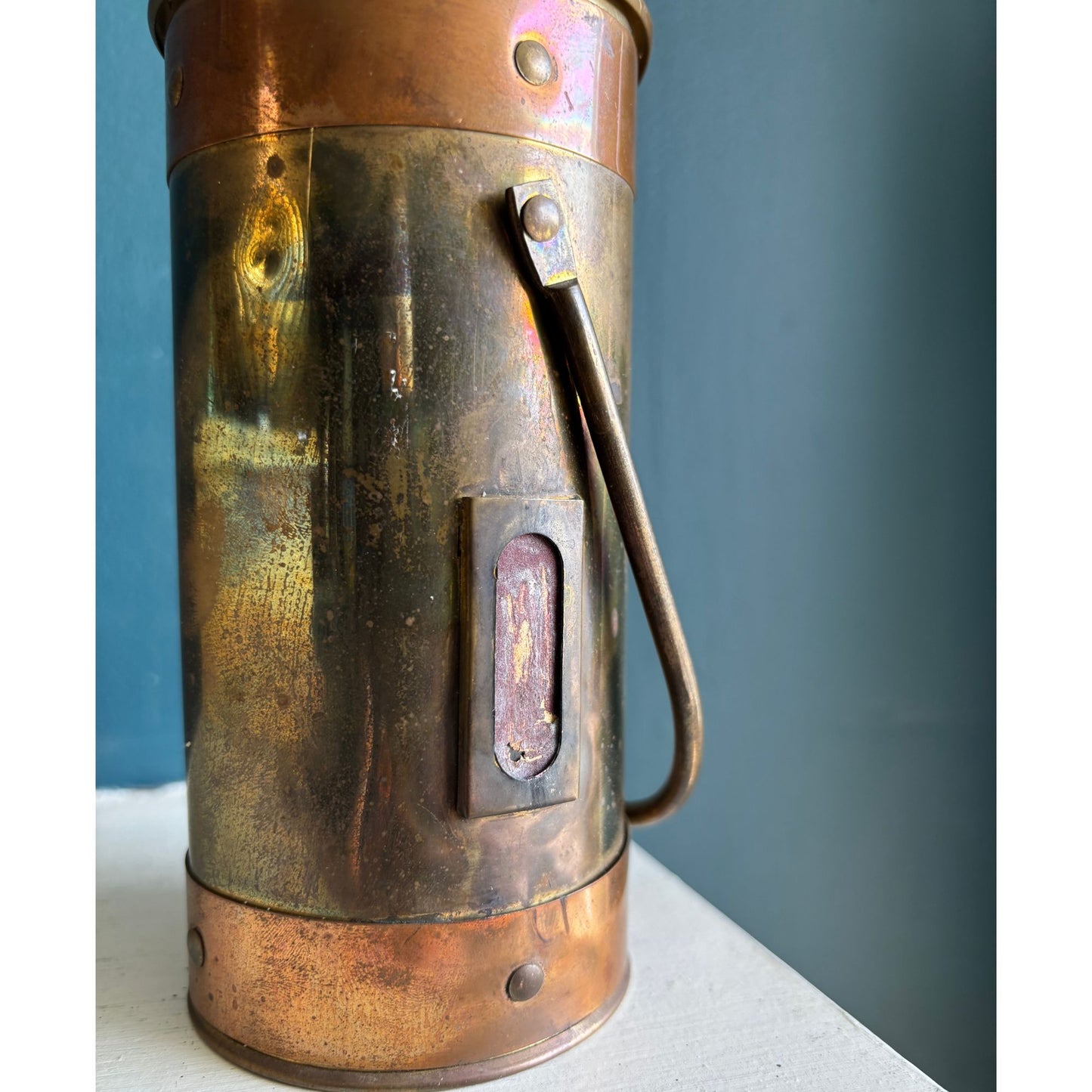 Vintage Copper & Brass Matchstick Holder Scuttle image 1