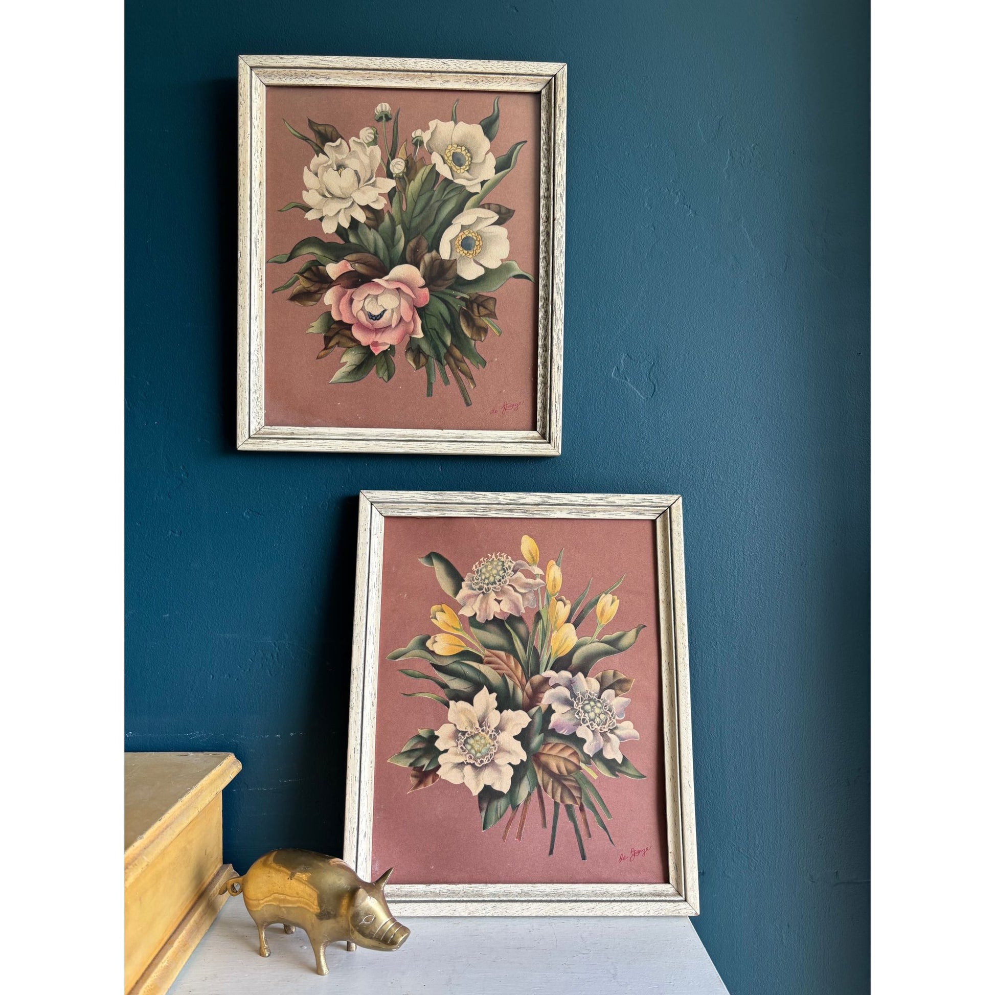 Vintage Framed Floral Magnolia Lithographs by De Jorge image 7