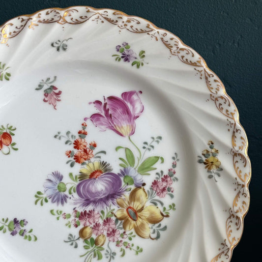 Vintage Dresden Plates Hand-Painted Flowers Scalloped Edge image 0