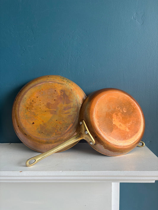 Vintage Copper & Brass Handled Pan