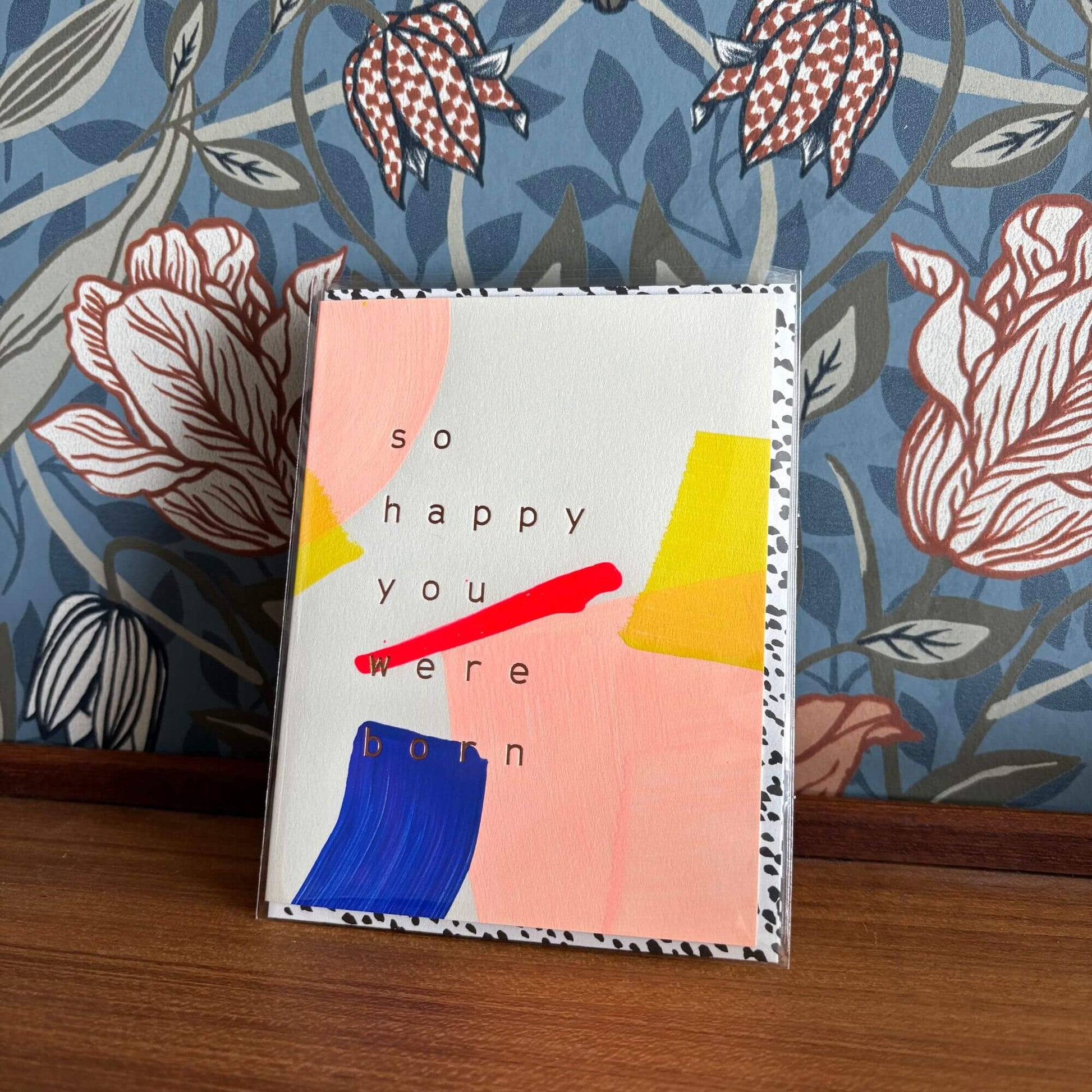 New Birthday Greeting Card 'So Happy You Were Born' Hand Painted by Moglea image 5