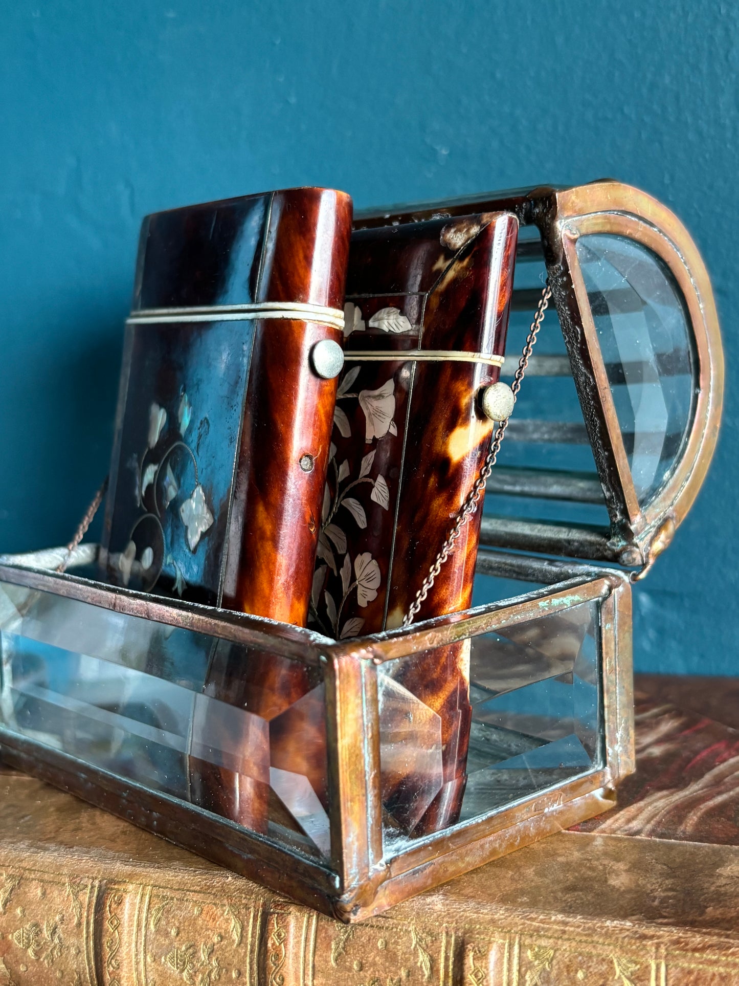 Antique Faux Tortoise & Abalone Inlay Card Case