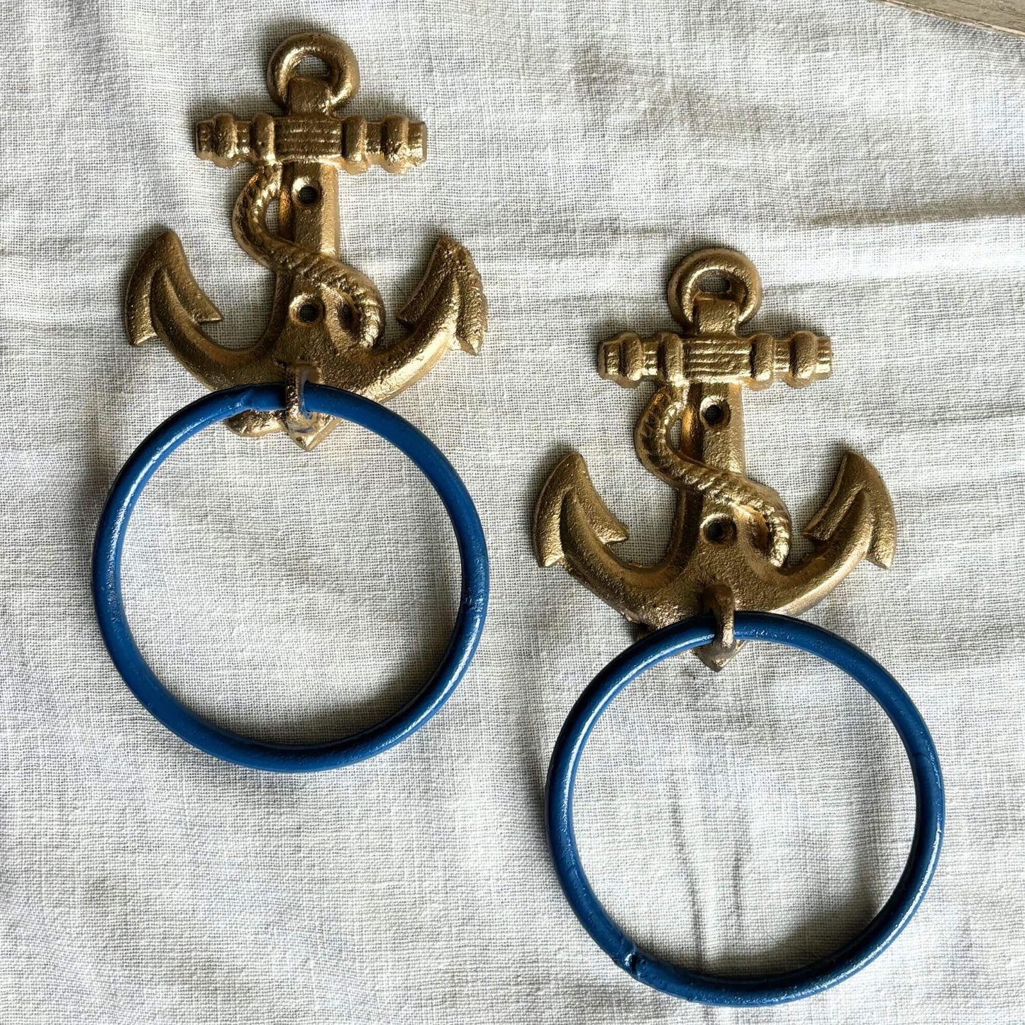 Vintage Cast Iron Gold Anchor Towel Holders image 1