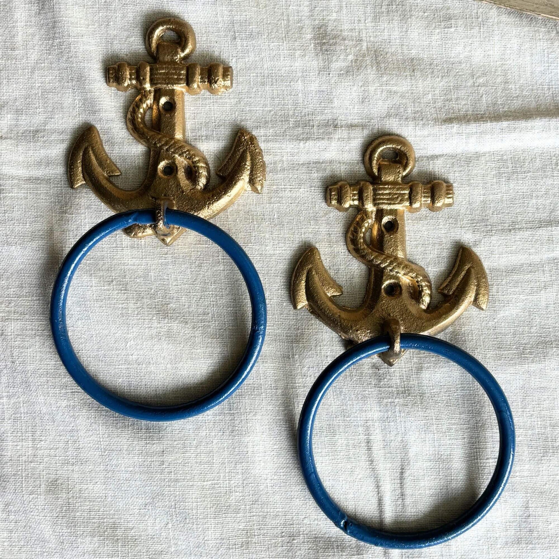 Vintage Cast Iron Gold Anchor Towel Holders image 1