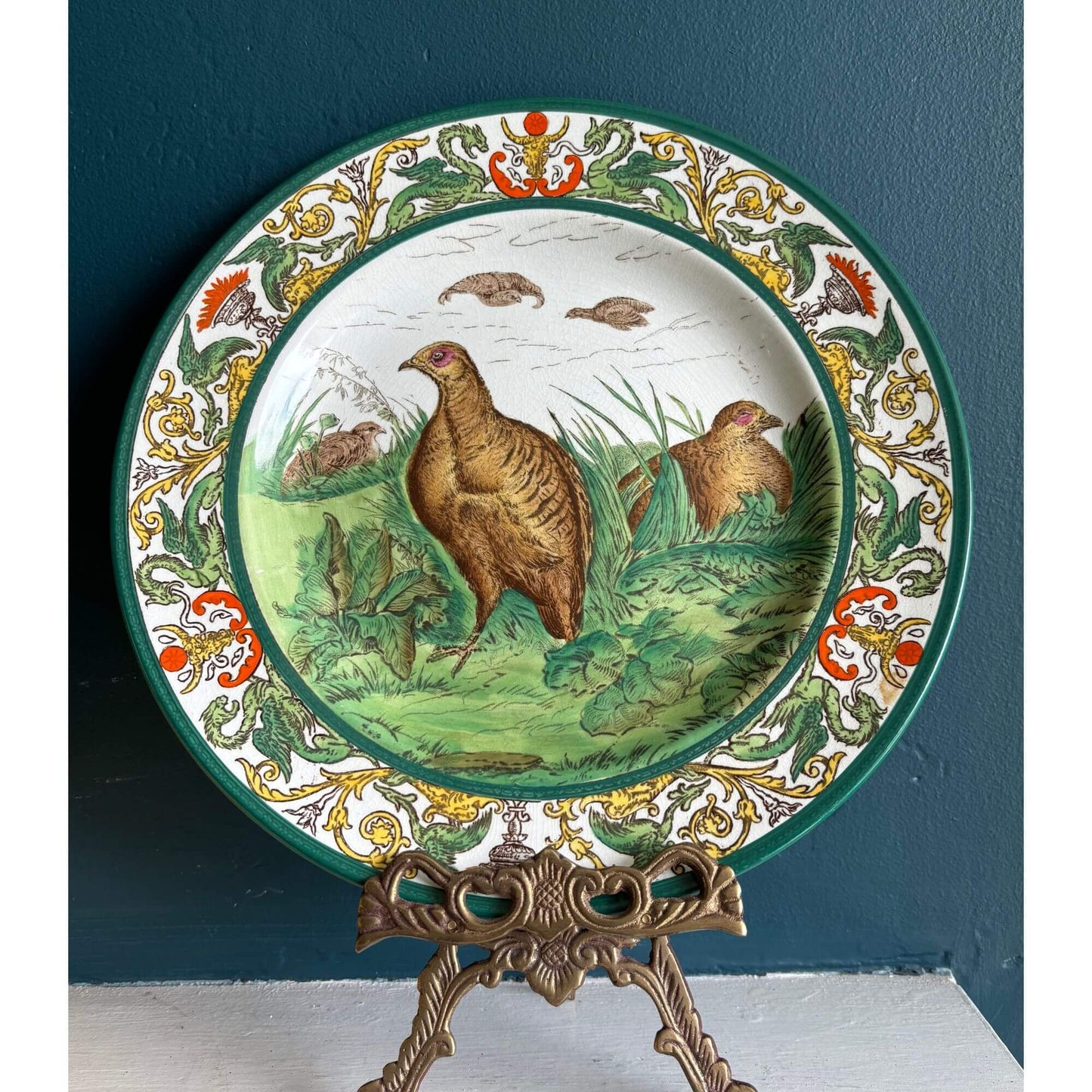 Antique Rare Formosa Etruria Wedgwood Grouse Bird Plate image 9