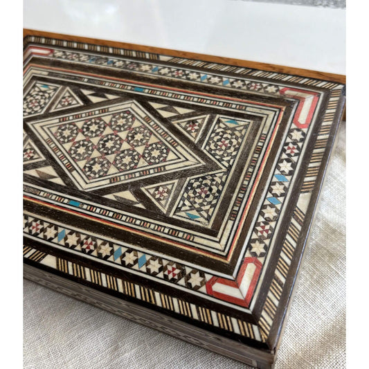 Vintage Inlaid Marquetry Wooden Trinket Box image 0