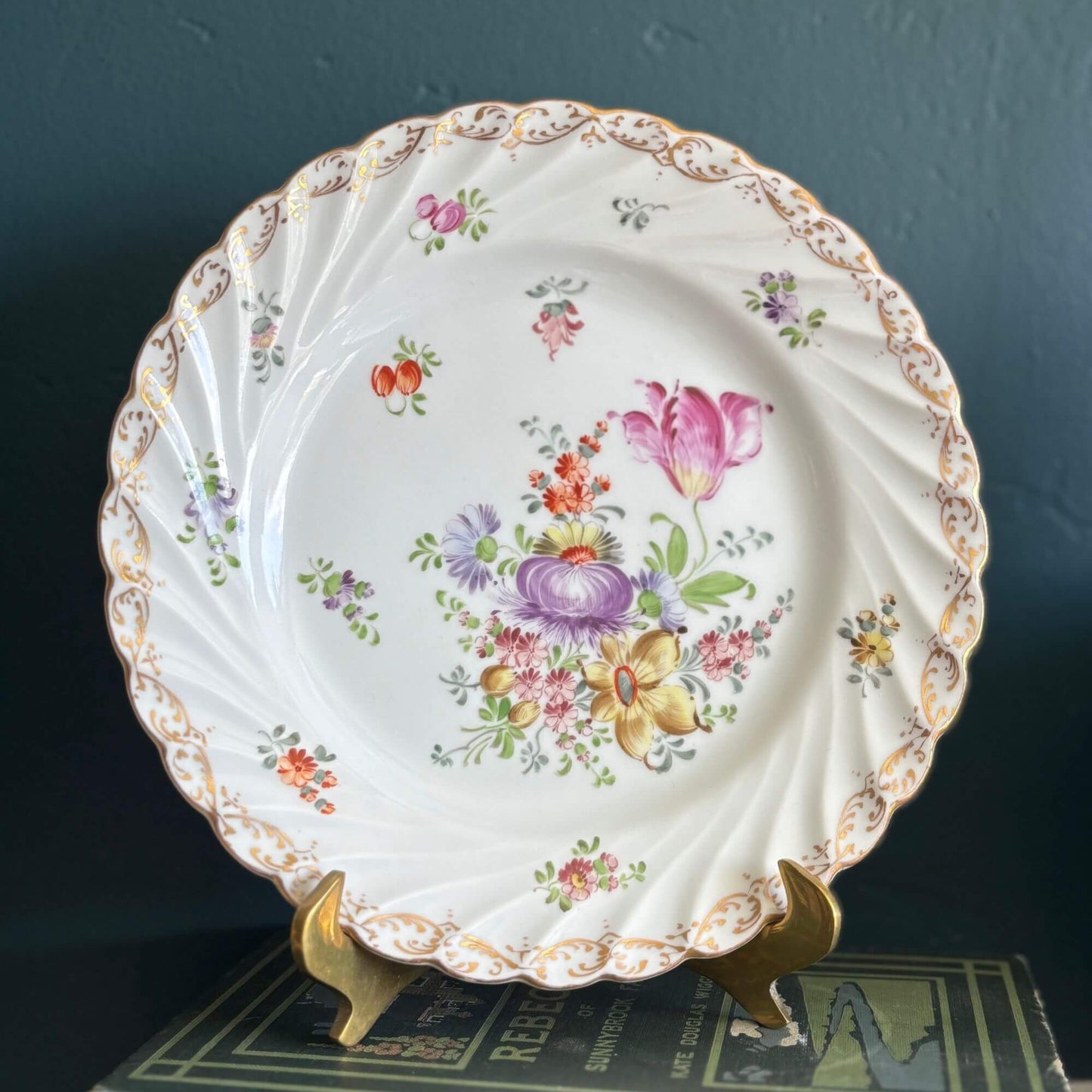 Vintage Dresden Plates Hand-Painted Flowers Scalloped Edge image 1