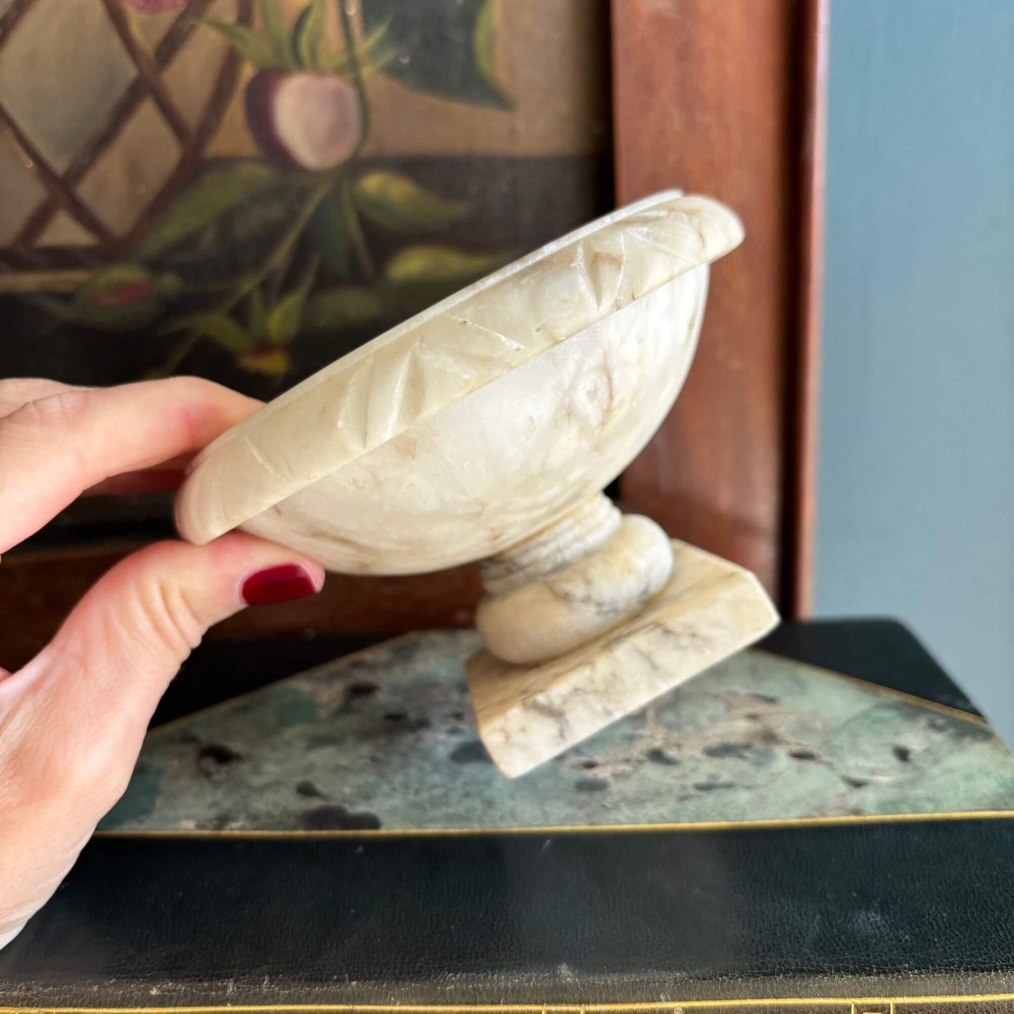 Vintage Alabaster Bird Bath Italian Carved image 5