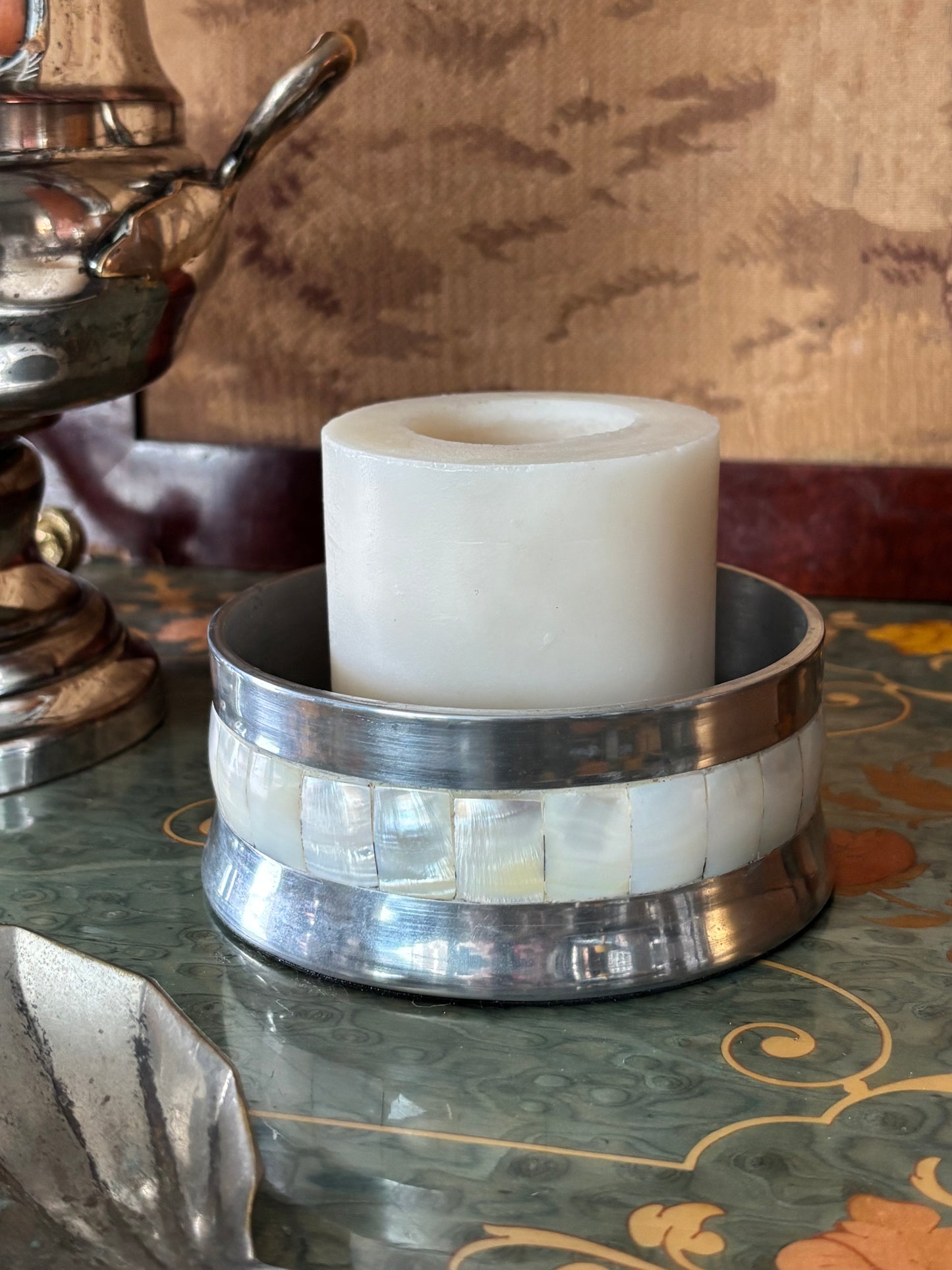 Mother of Pearl & Pewter Silver Coaster