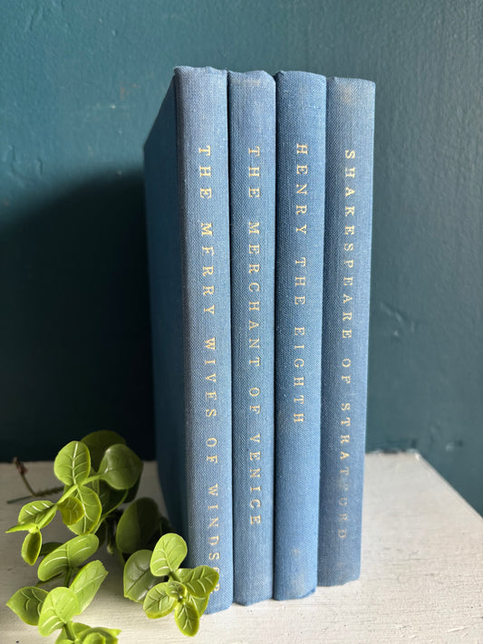 Vintage Linen Blue Shakespeare Book Set of 4