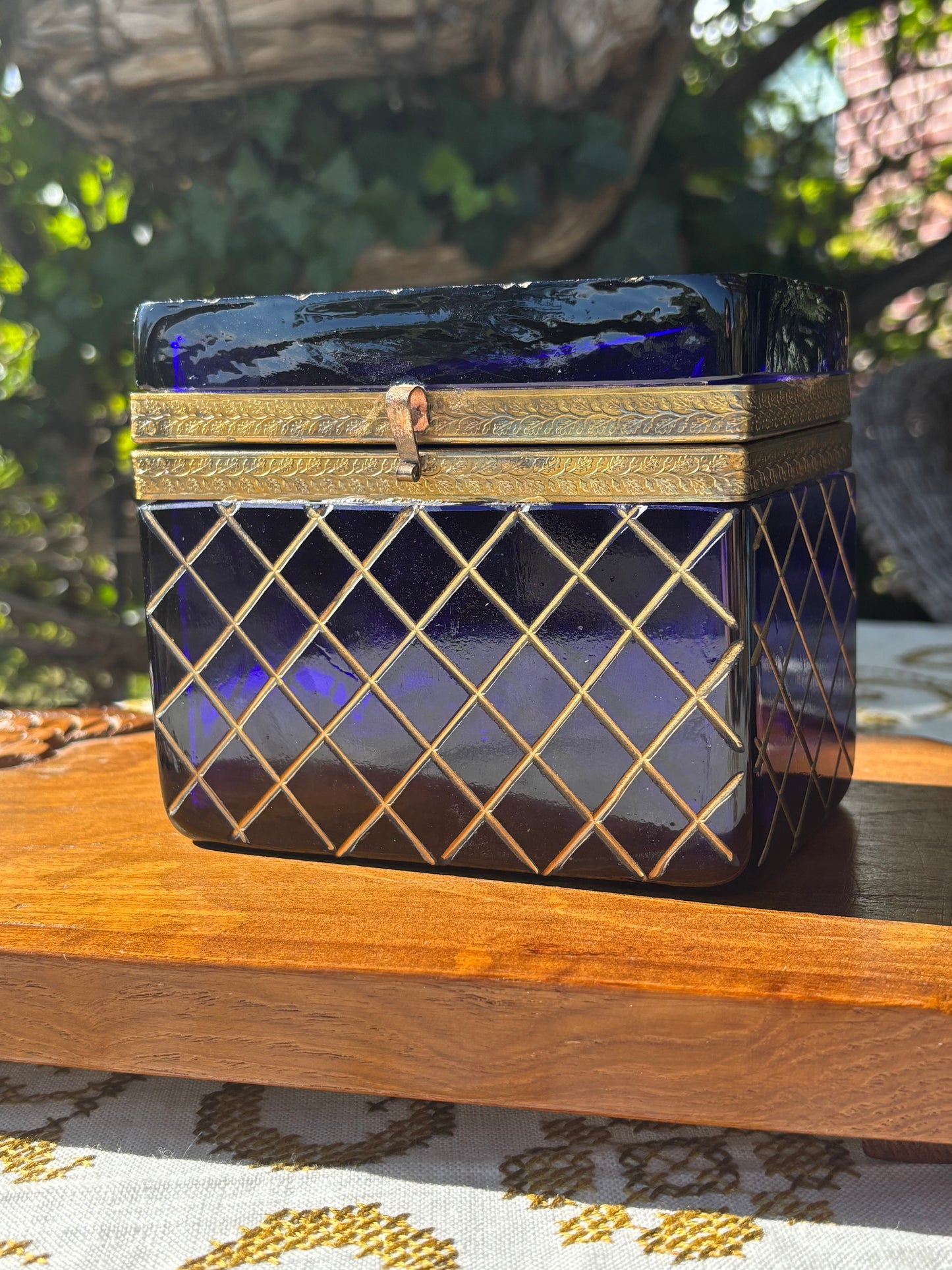 RESERVED 19th Century French Cobalt Blue Casket