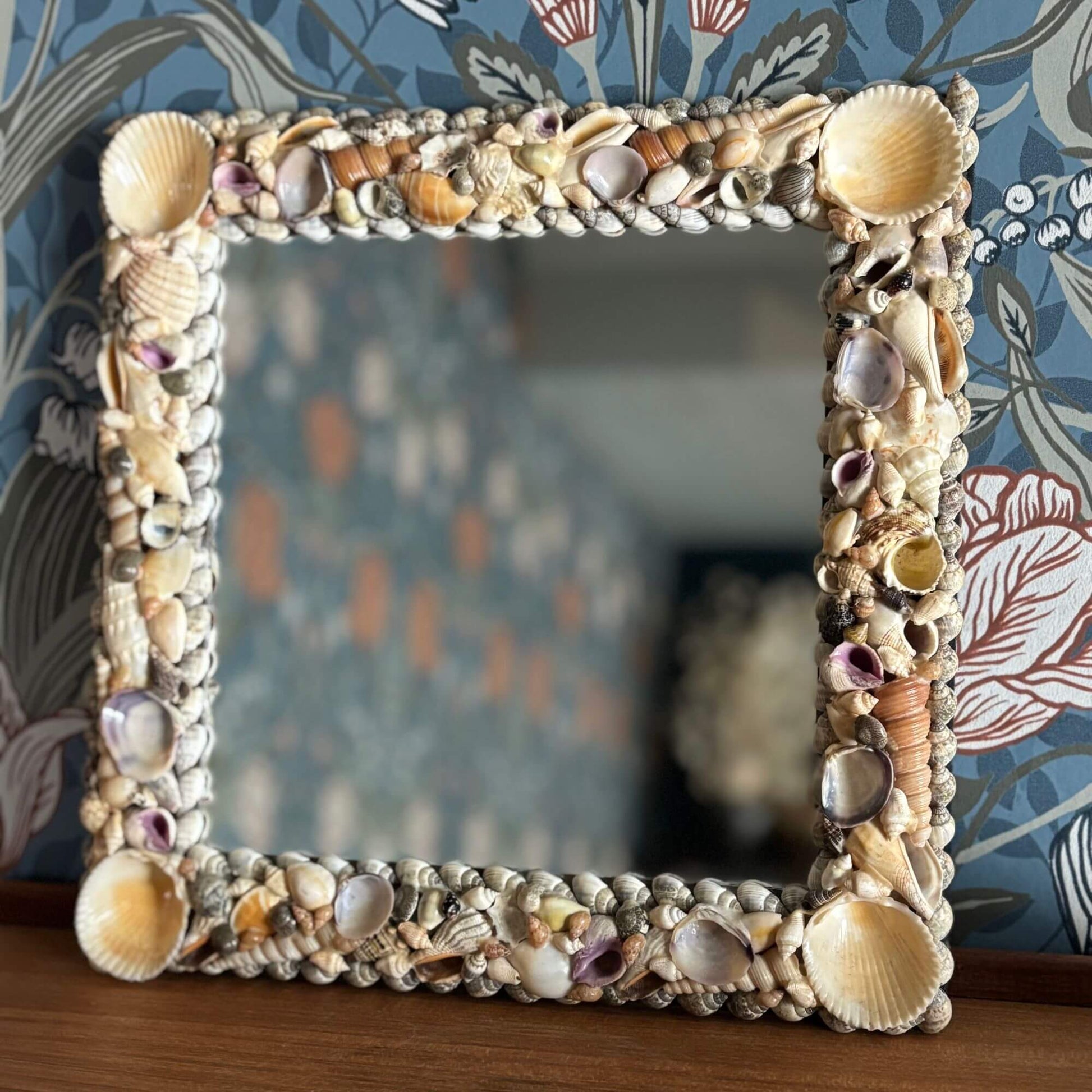 Vintage Natural Seashell Square Mirror image 0