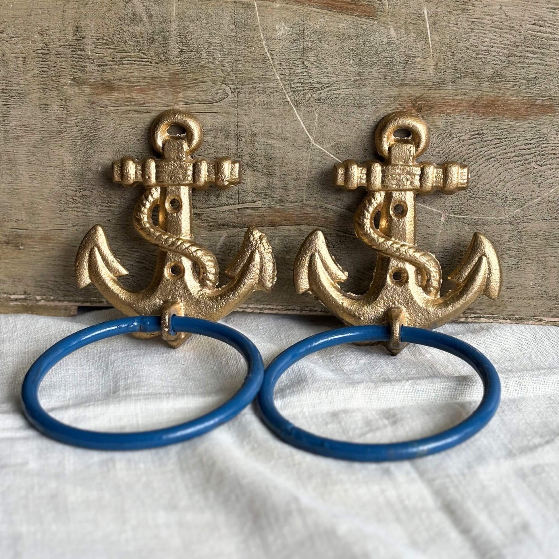 Vintage Cast Iron Gold Anchor Towel Holders image 0