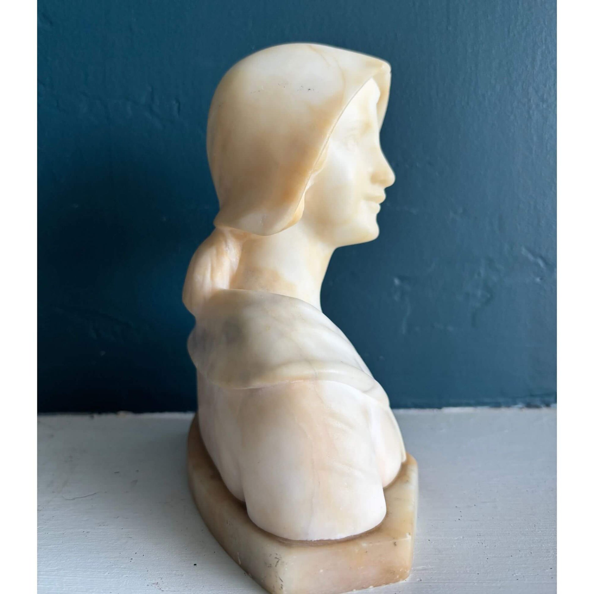 Vintage Signed Enrico Brunelleschi Alabaster Bust Woman image 5