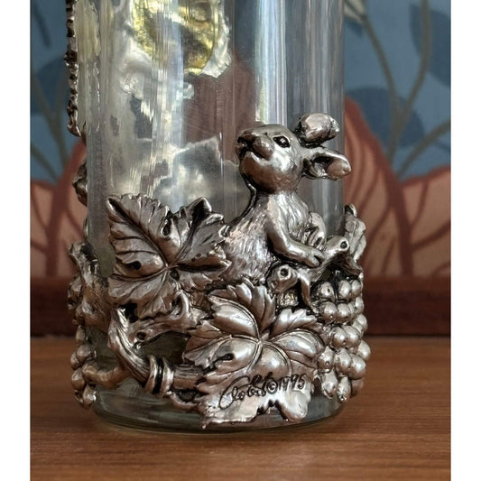 Vintage Arthur Court Glass Vase w/ Bunnies Rabbits image 0