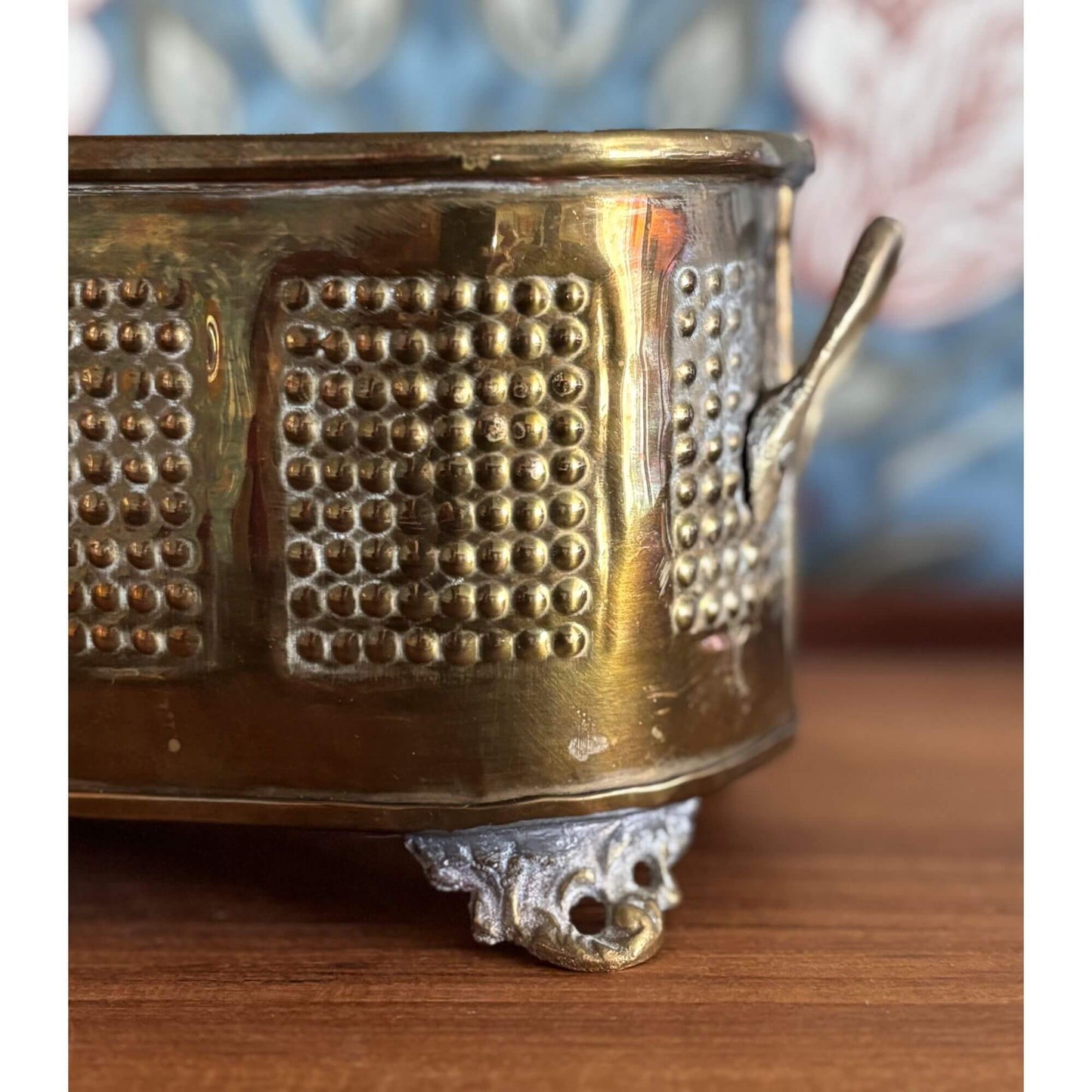 Vintage Brass Footed Jardiniere Planter with Handles image 3