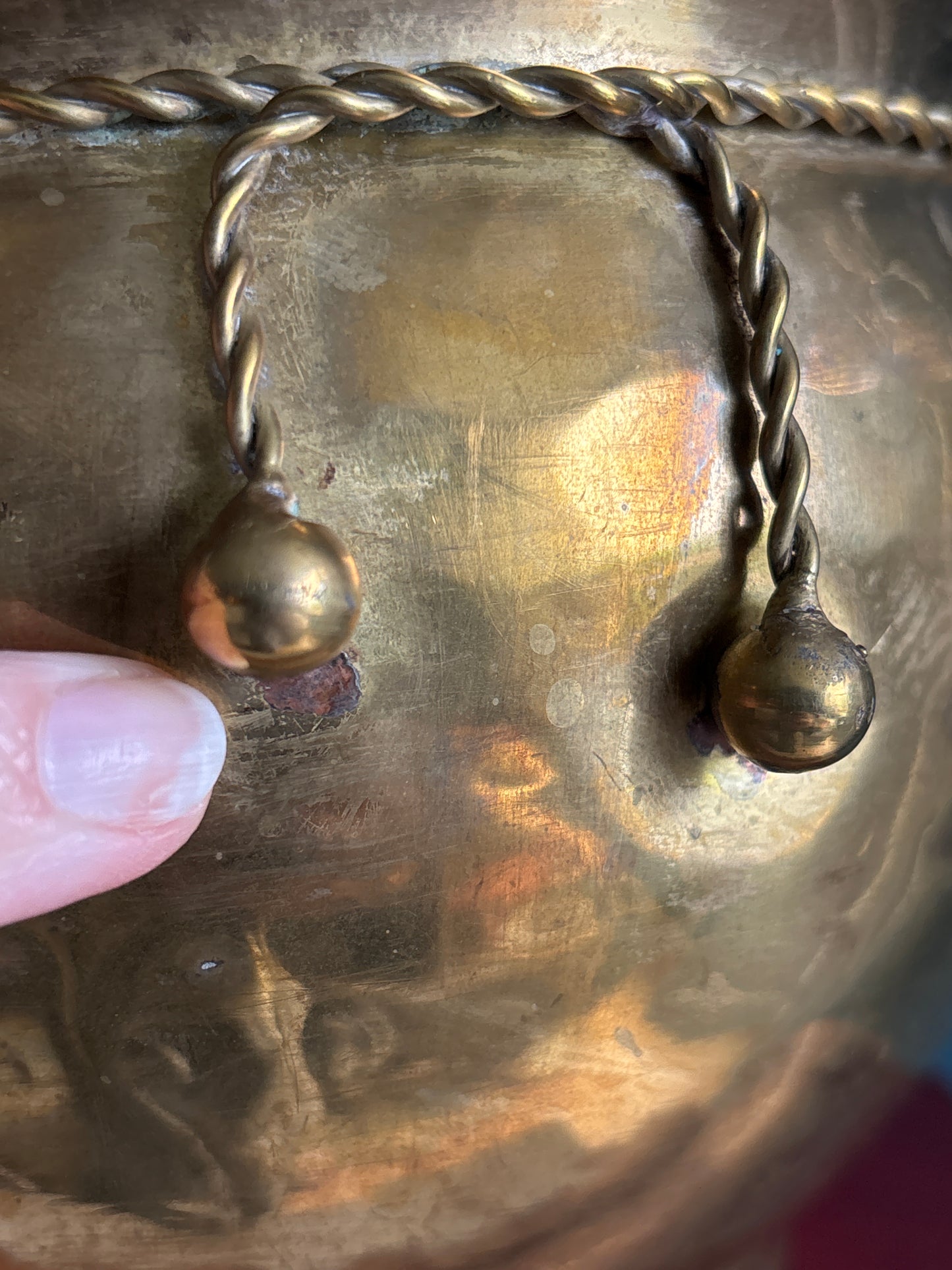 Hammered Brass & Rope Cache Pot Planter
