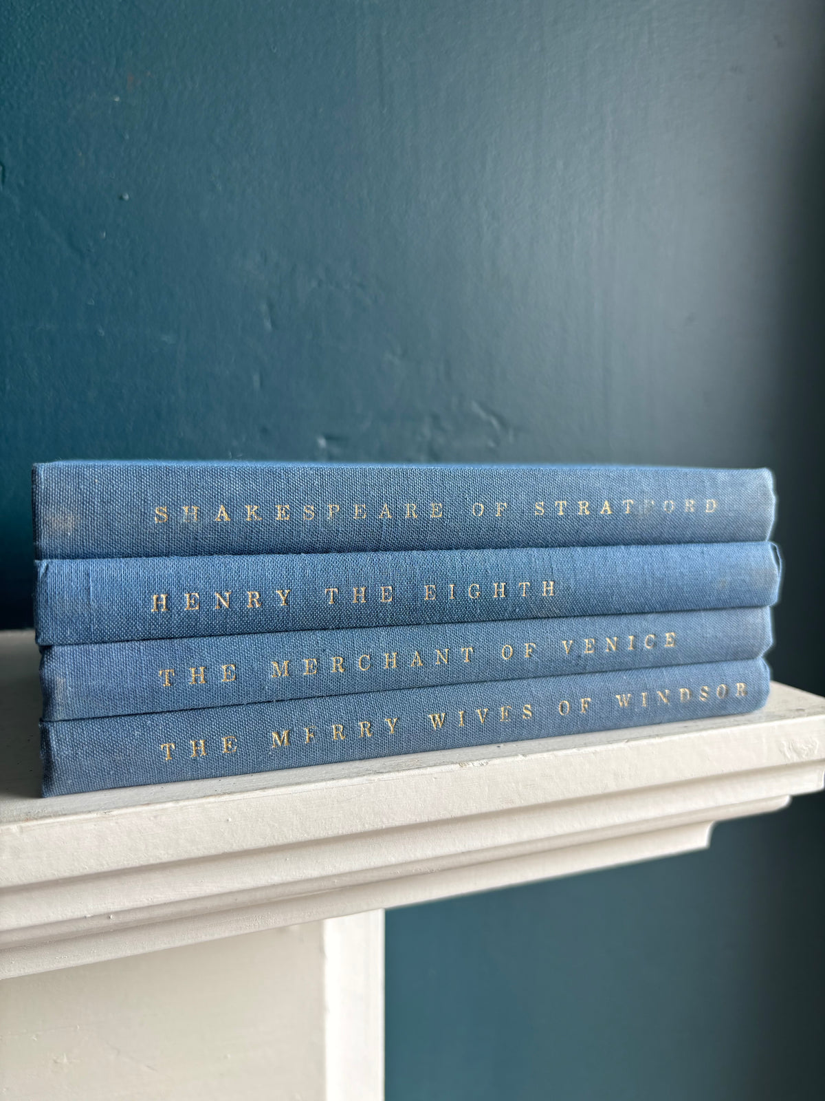 Vintage Linen Blue Shakespeare Book Set of 4