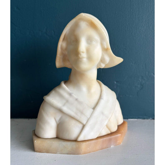 Vintage Signed Enrico Brunelleschi Alabaster Bust Woman image 0