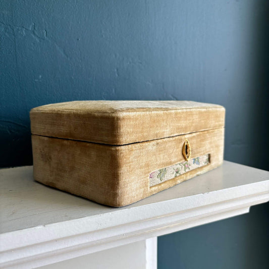 Vintage Italian Tapestry & Champagne Velvet Keepsake Box image 0