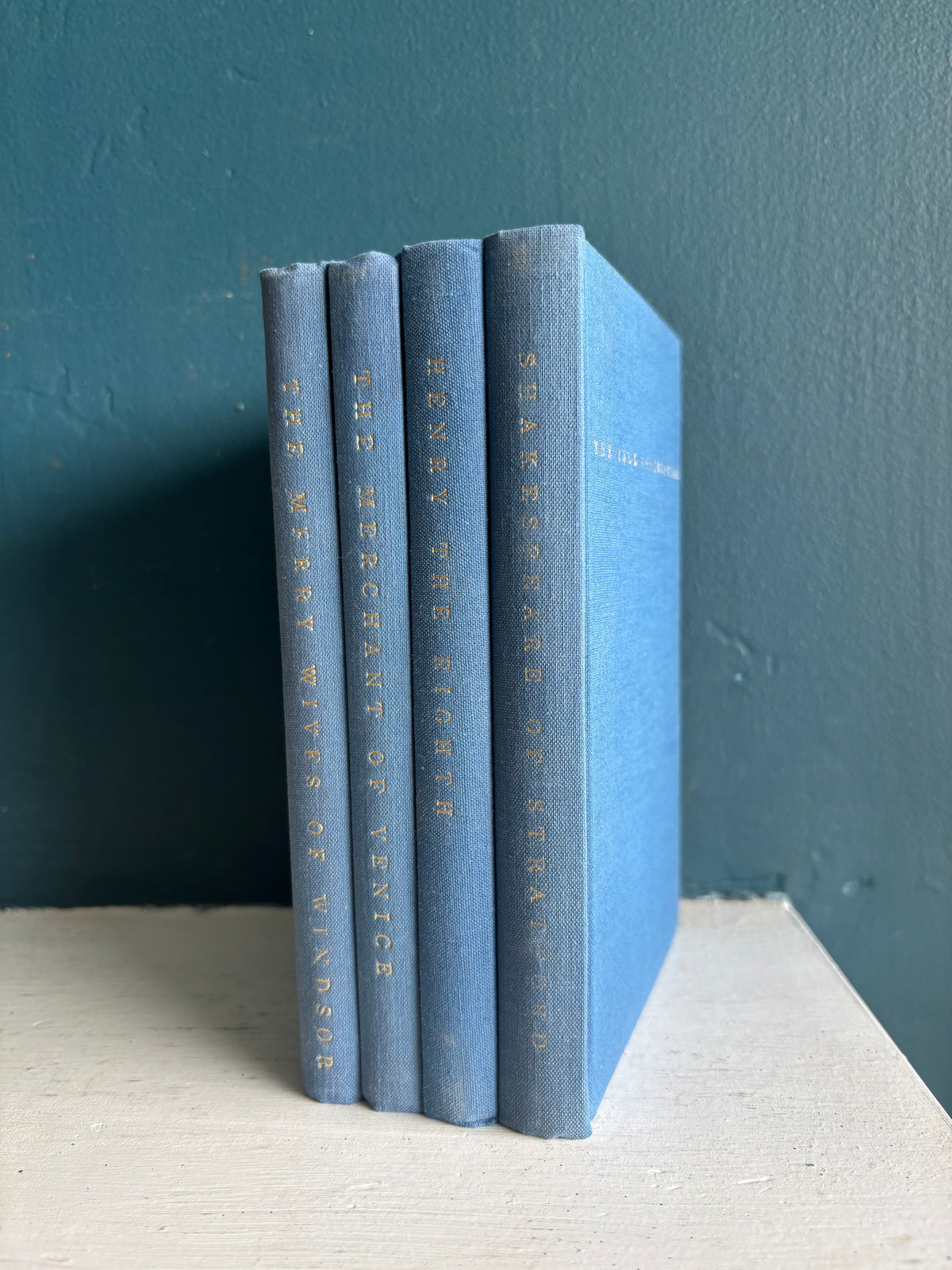 Vintage Linen Blue Shakespeare Book Set of 4