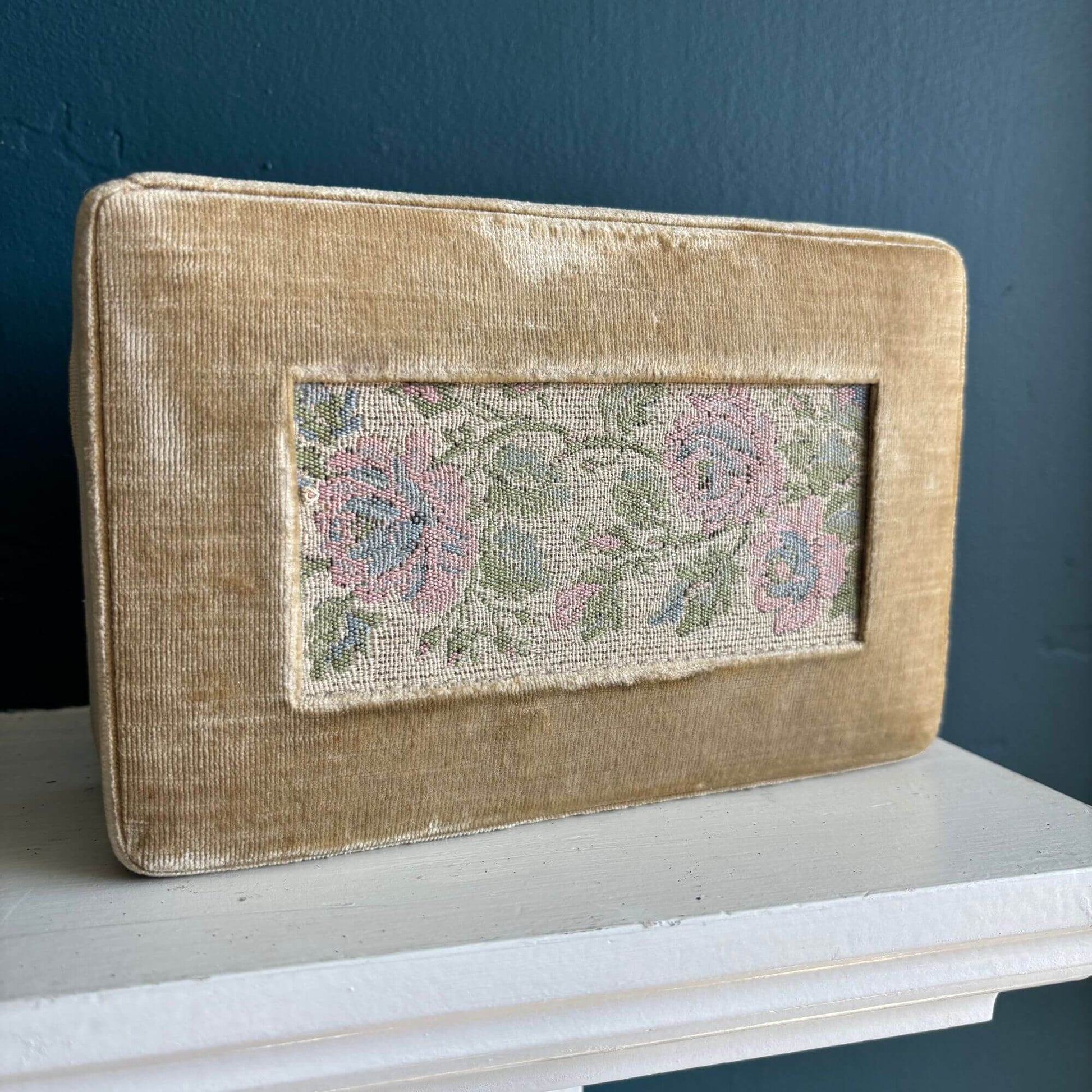 Vintage Italian Tapestry & Champagne Velvet Keepsake Box image 3