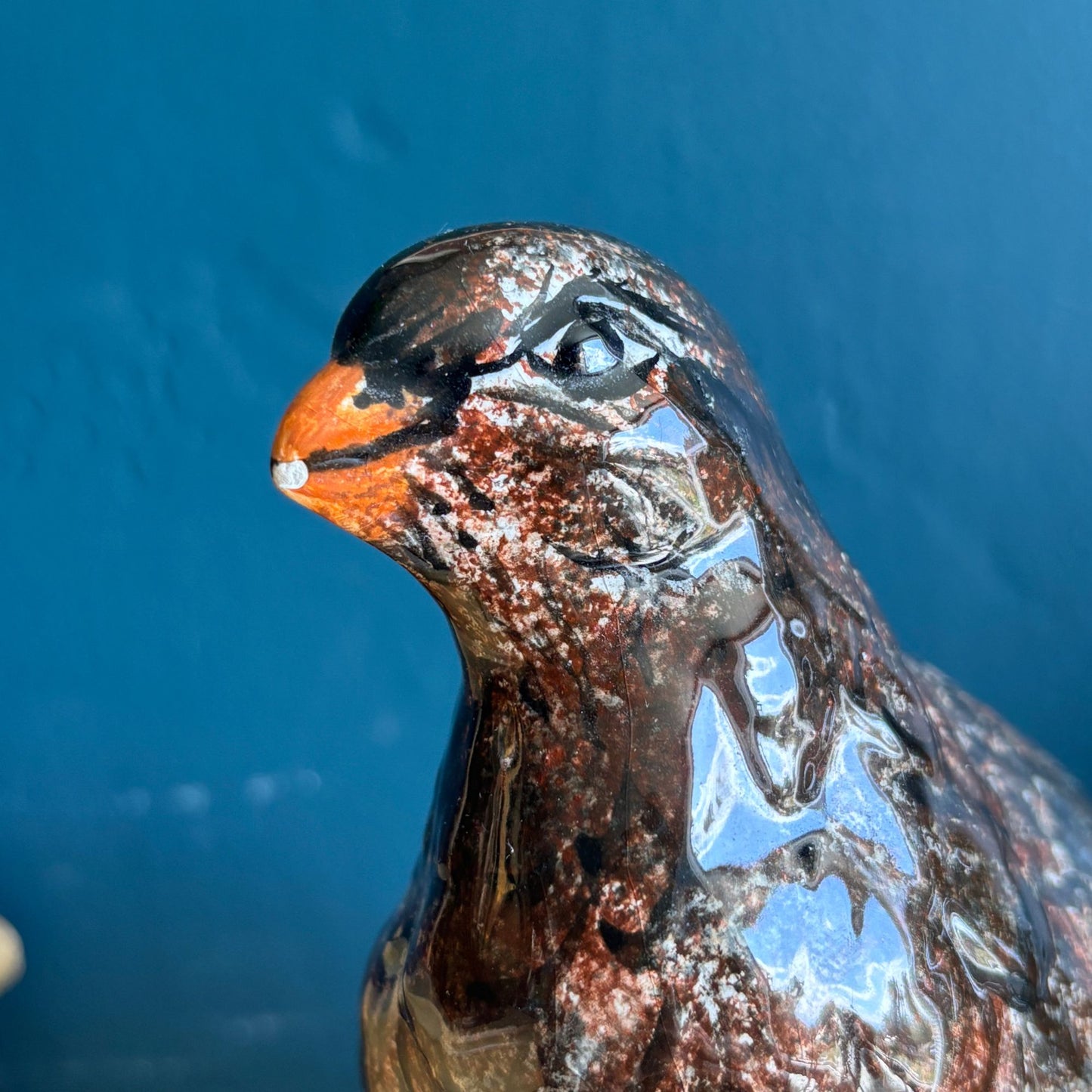 Vintage Hand-painted Ceramic Grouse Game Bird Figurines - Beak Chippy image