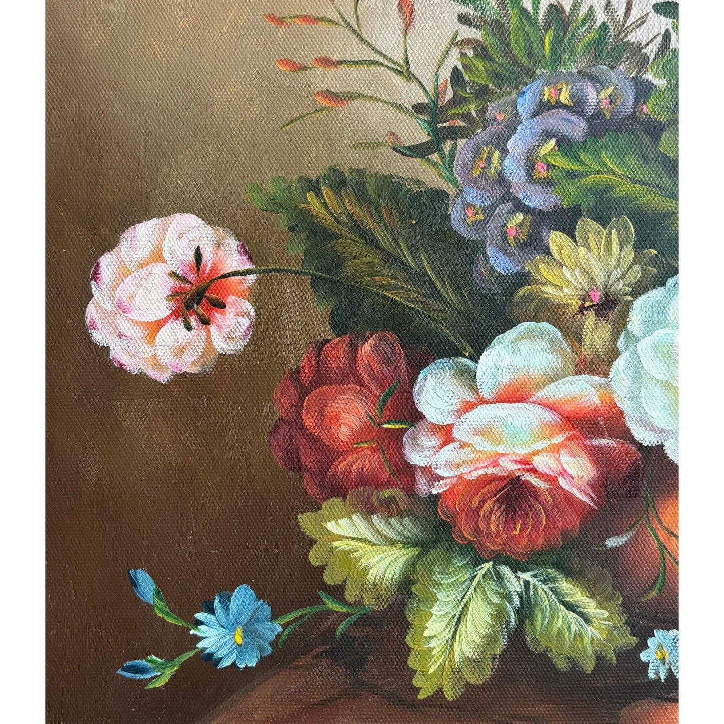 Still Life Floral on Canvas in Copper Vase Oil Painting 16x12 image 2