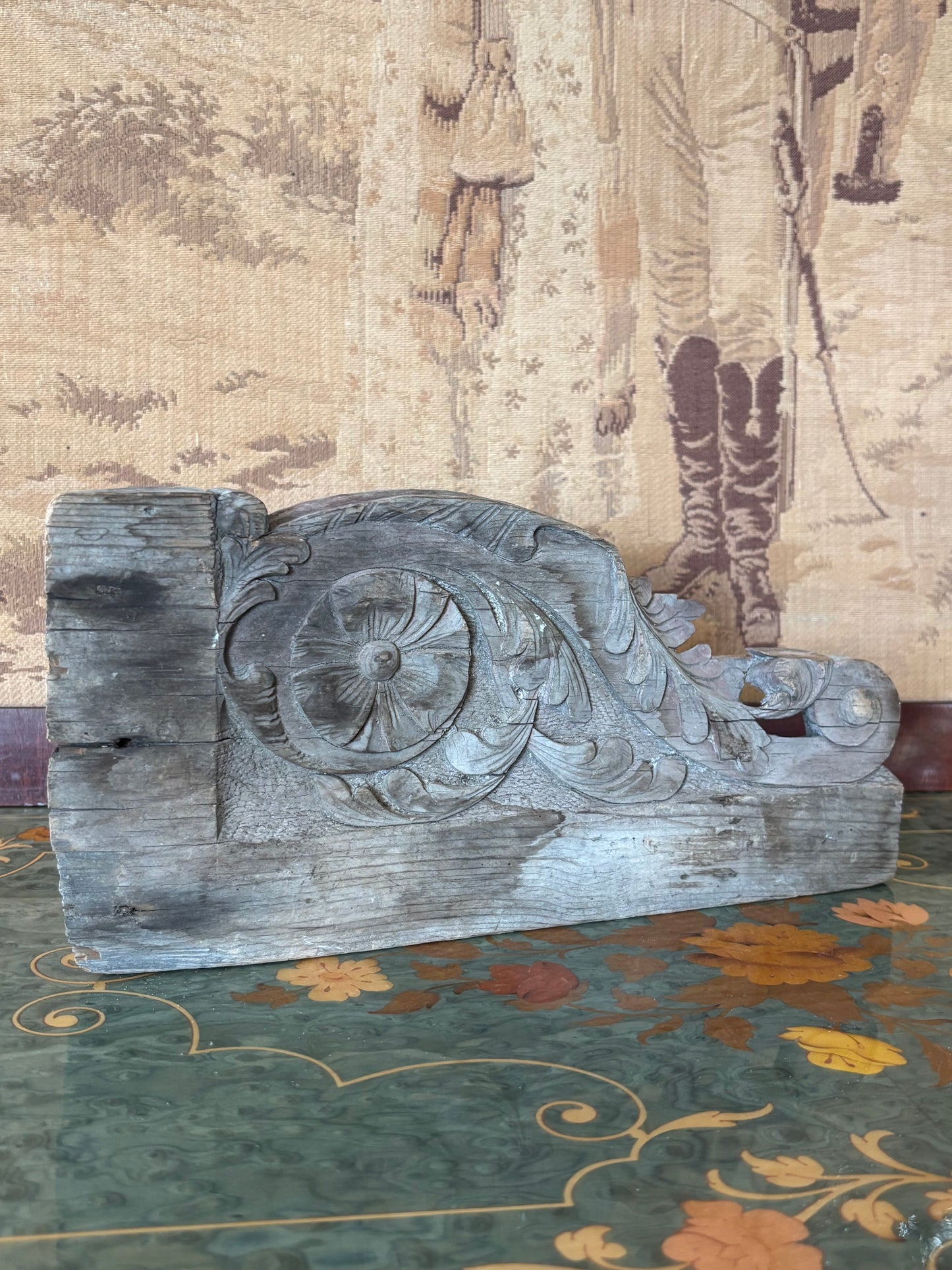 Early Hand Carved Architectural Salvage Wood Piece Sculpture