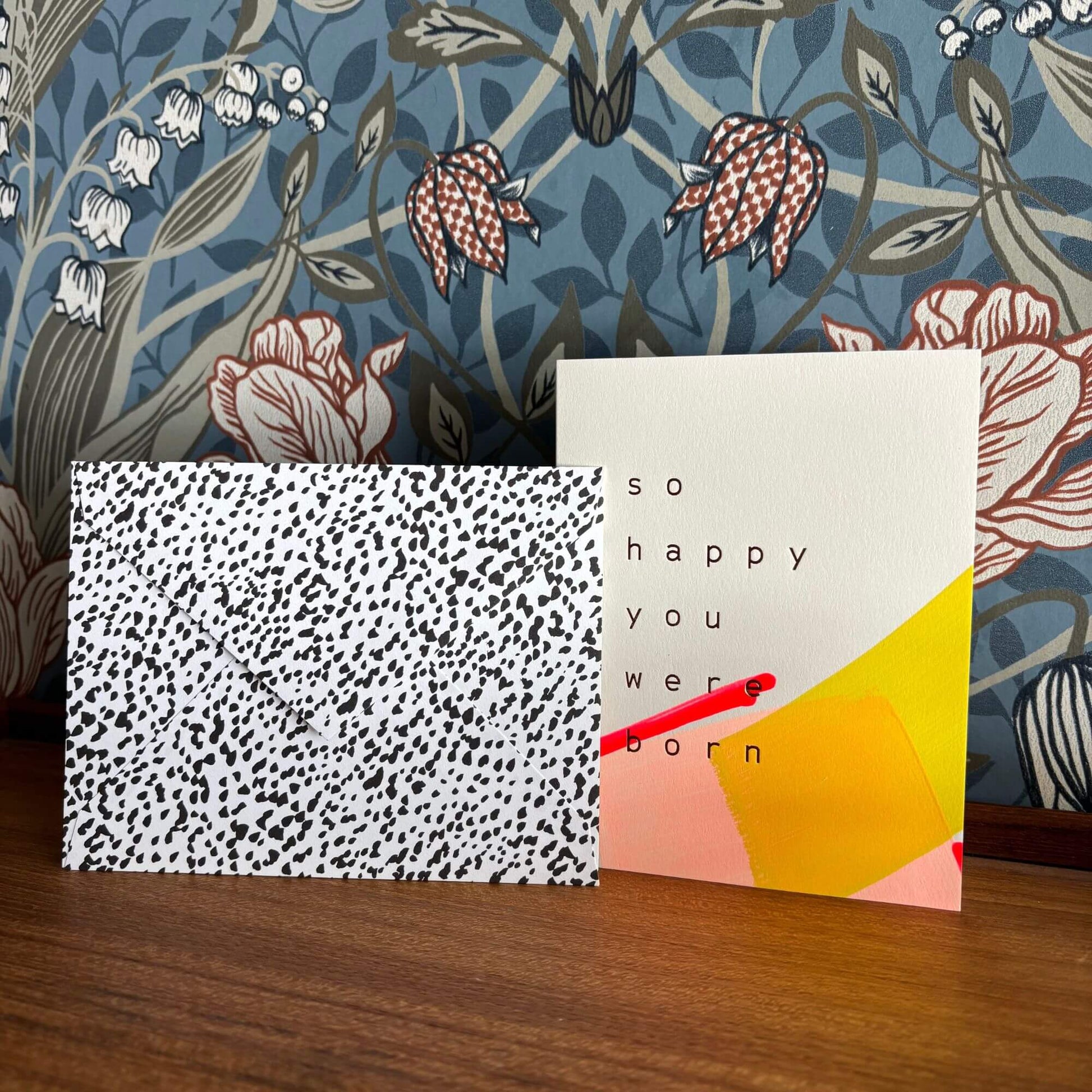 New Birthday Greeting Card 'So Happy You Were Born' Hand Painted by Moglea image 2