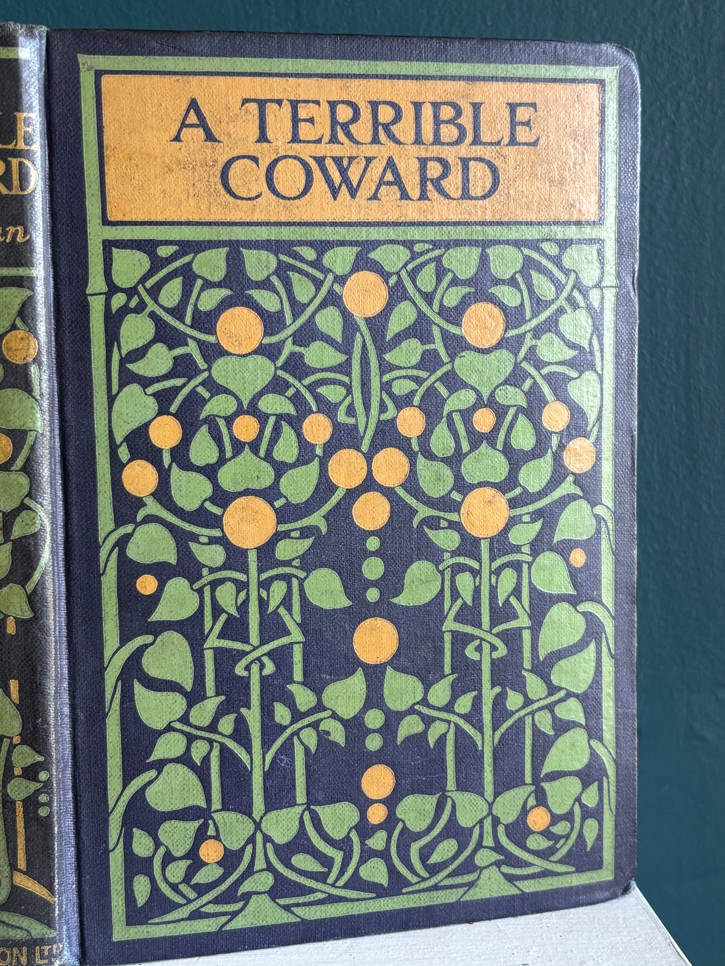 Antique Arts & Crafts Book Cover Design A Terrible Coward 19th Century Book