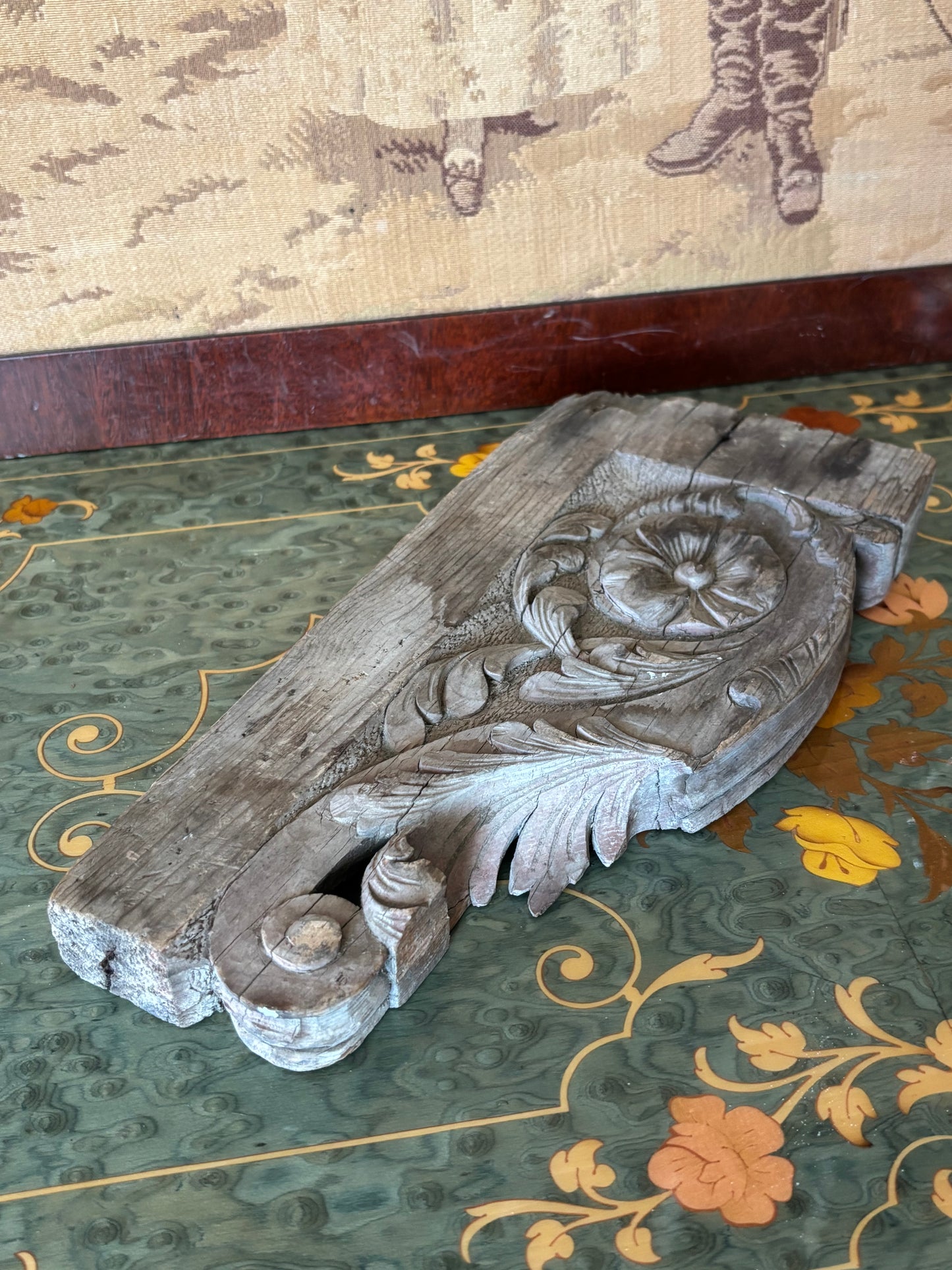 Early Hand Carved Architectural Salvage Wood Piece Sculpture