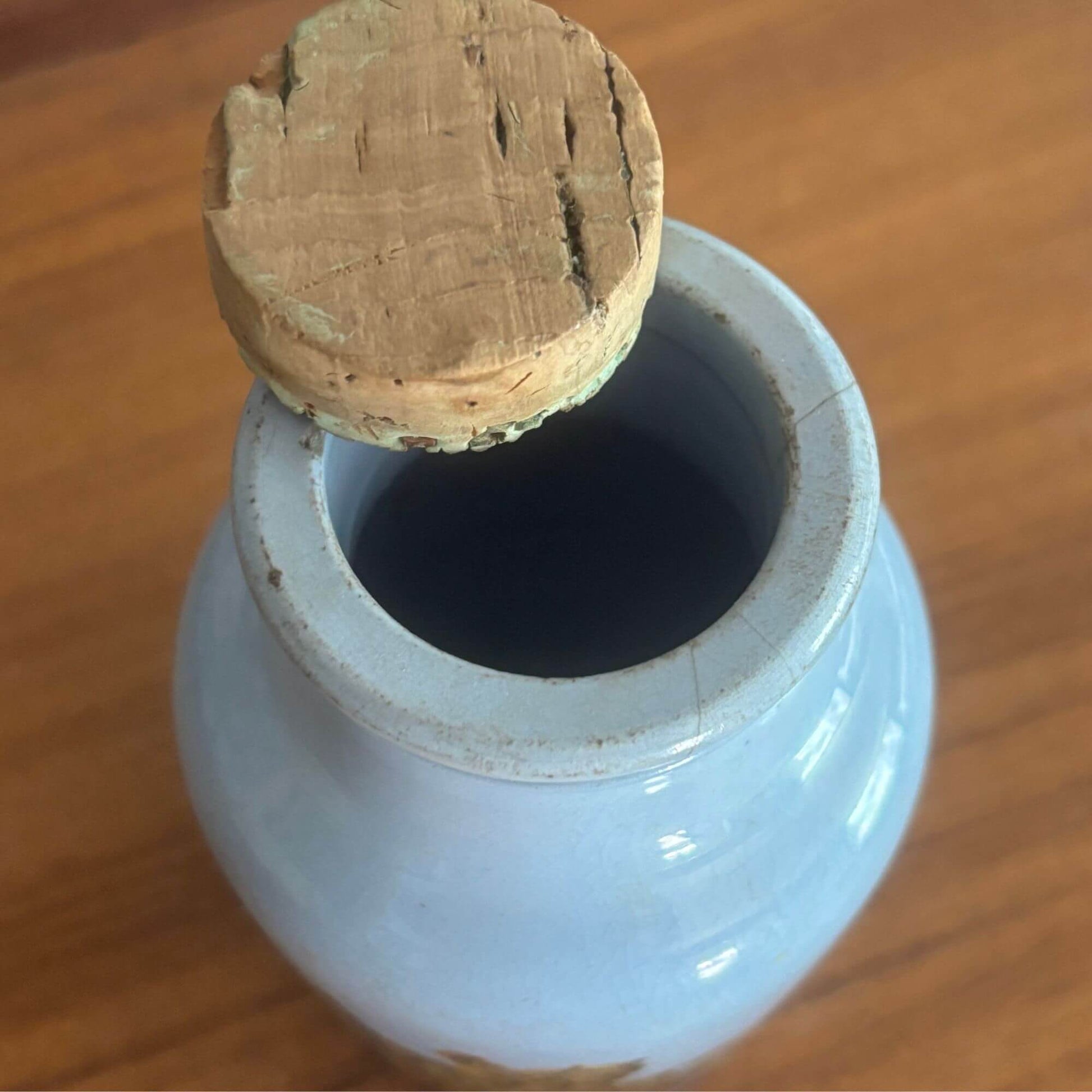 Antique Blue Prattware Potted Meat or Mustard Jar w/ Cork image 4