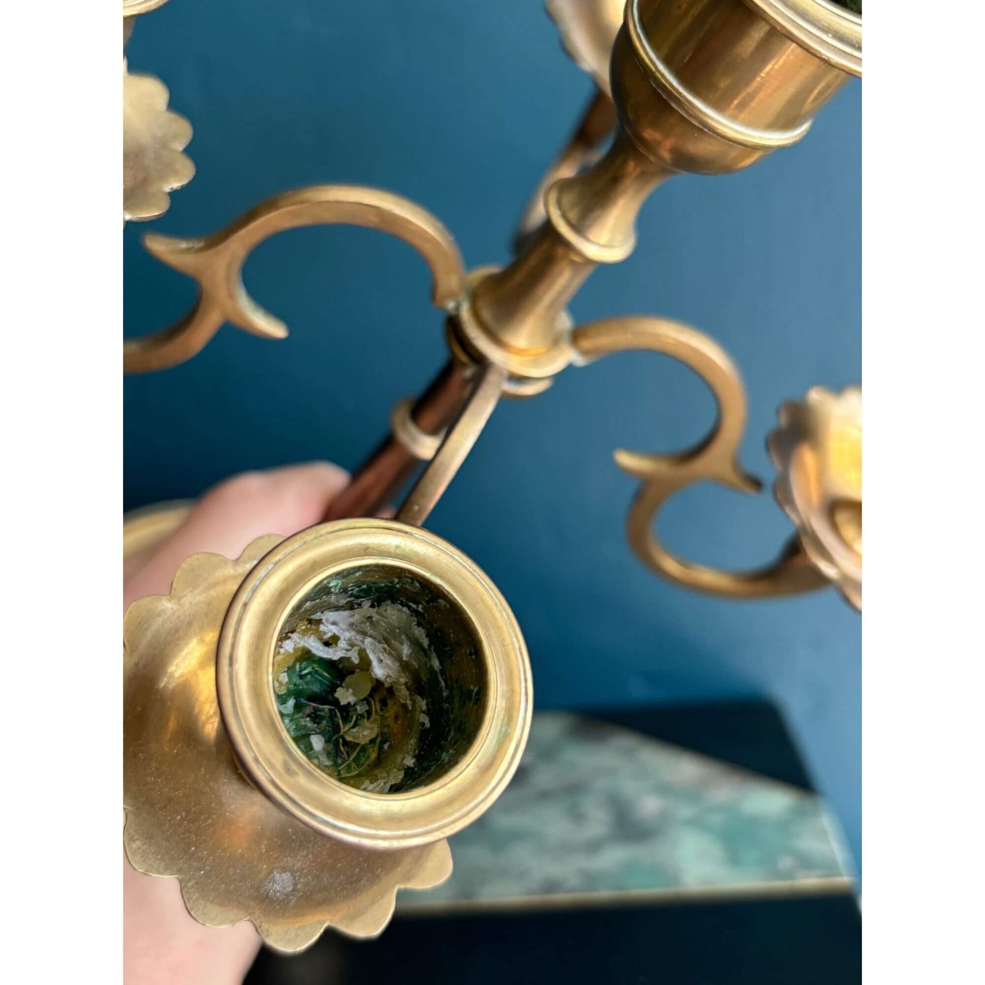 Vintage Brass Candelabra 5 Candlestick Holder image 2
