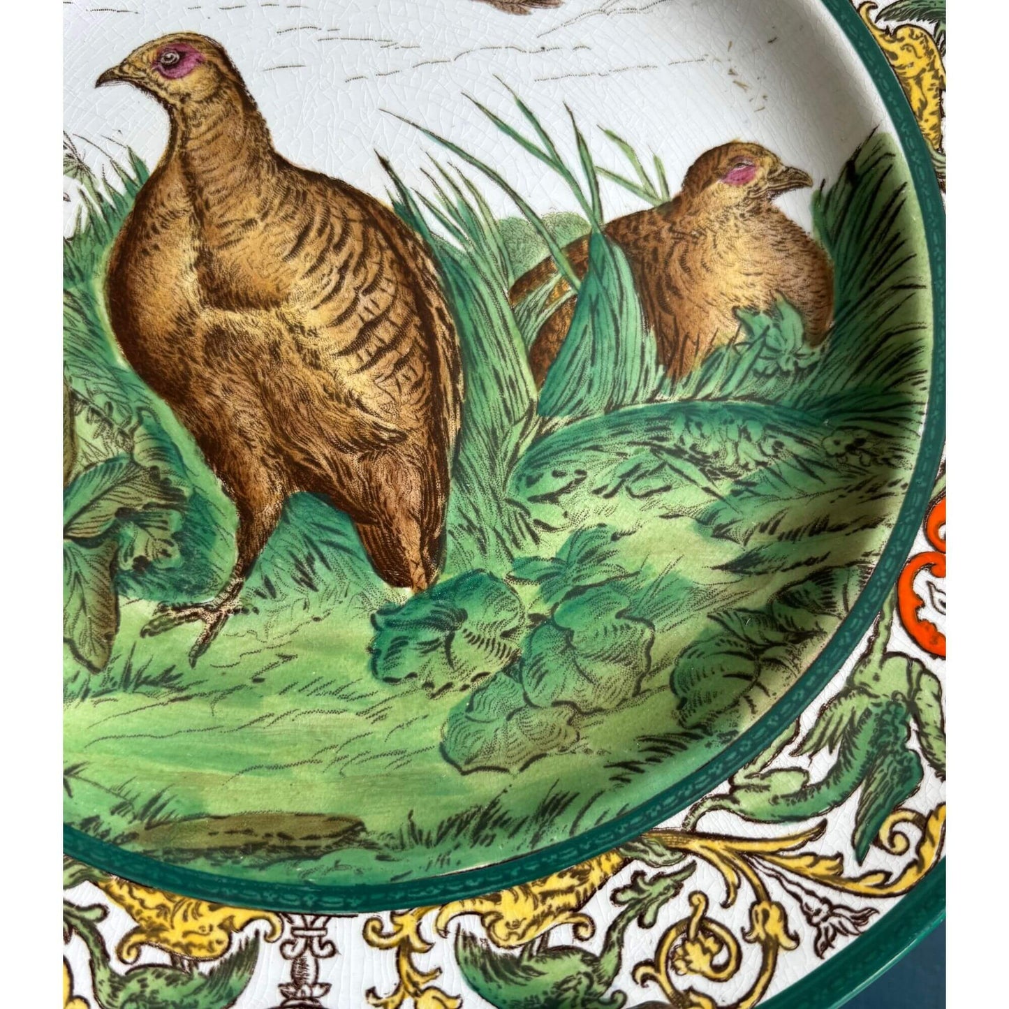 Antique Rare Formosa Etruria Wedgwood Grouse Bird Plate image 2