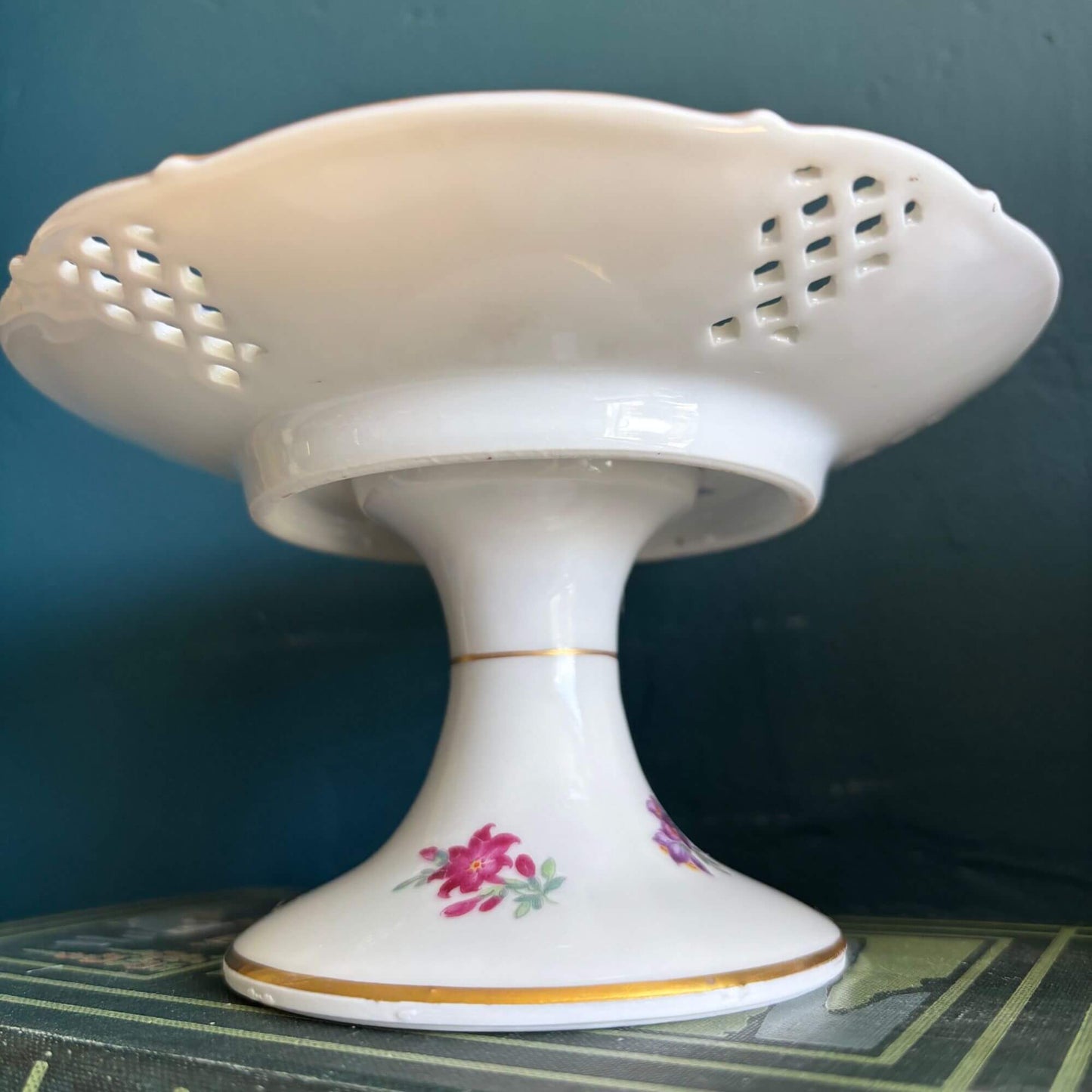 Early Dresden Schumann Reticulated Pedestal Compote Cake Plate image 4