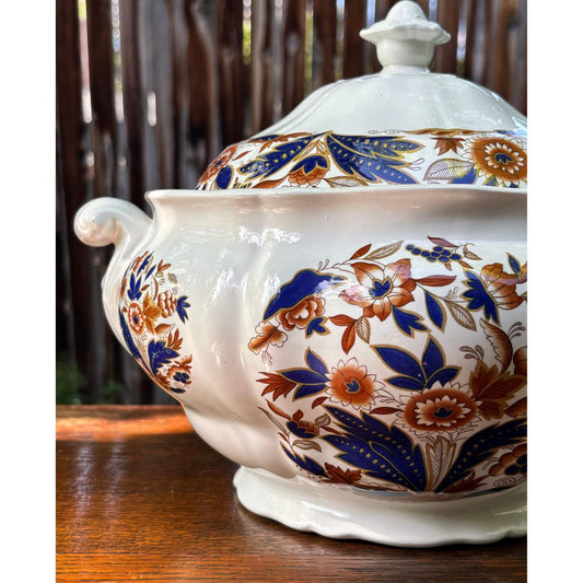 Large 1940's Vintage English Ironstone by Booths Dovedale Tureen image 0