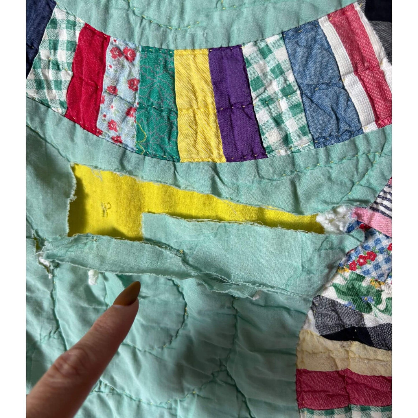 Vintage Double Wedding Ring Handmade Quilt image 4