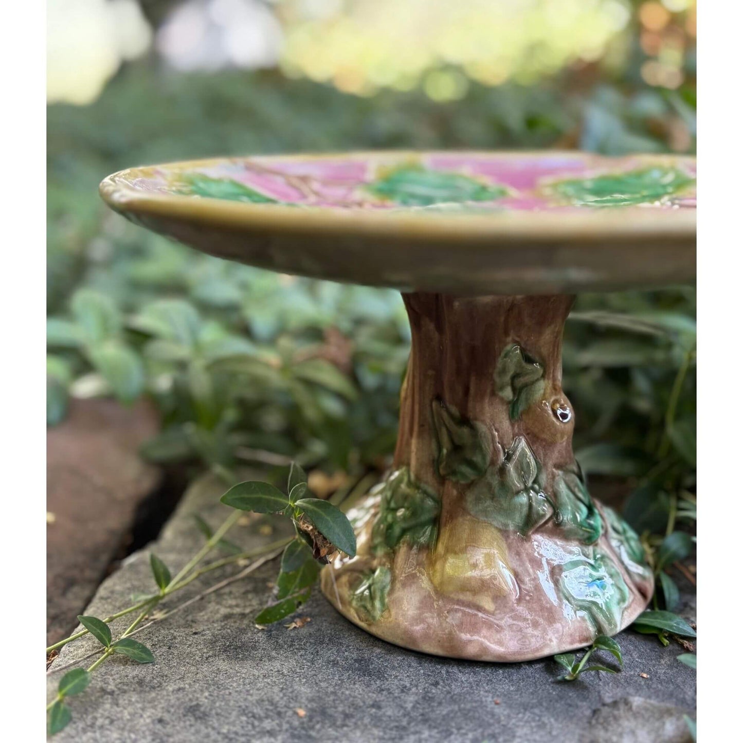 Antique Etruscan Majolica Cake Stand Pedestal Platter image 4